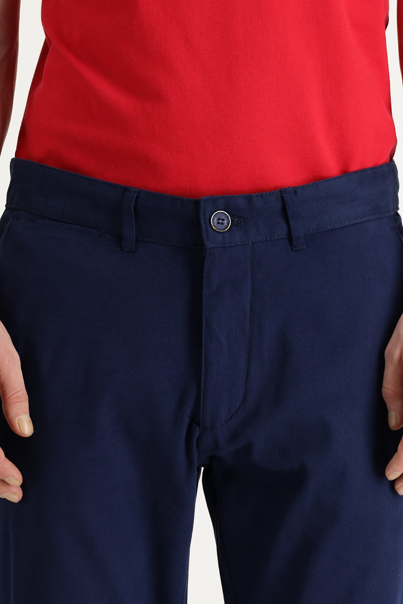 Koyu Mavi  Slim Fit Dar Kesim Likralı Kanvas / Chino Pantolon - Image 2