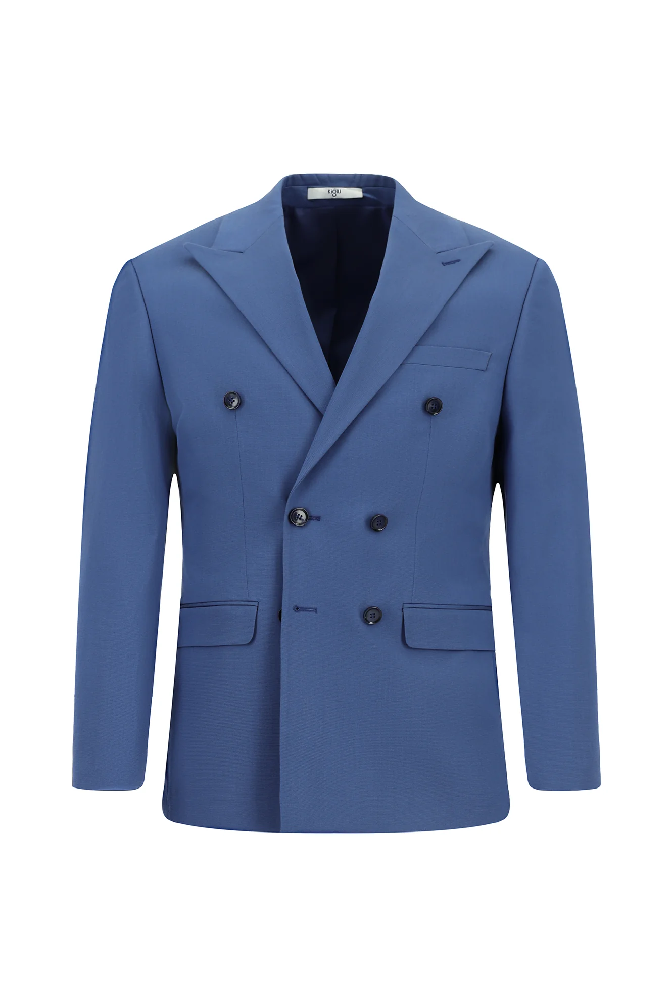 Koyu Mavi 7 Drop Slim Fit Dar Kesim Pamuklu Lyocell Kruvaze Takım Elbise - Image 2