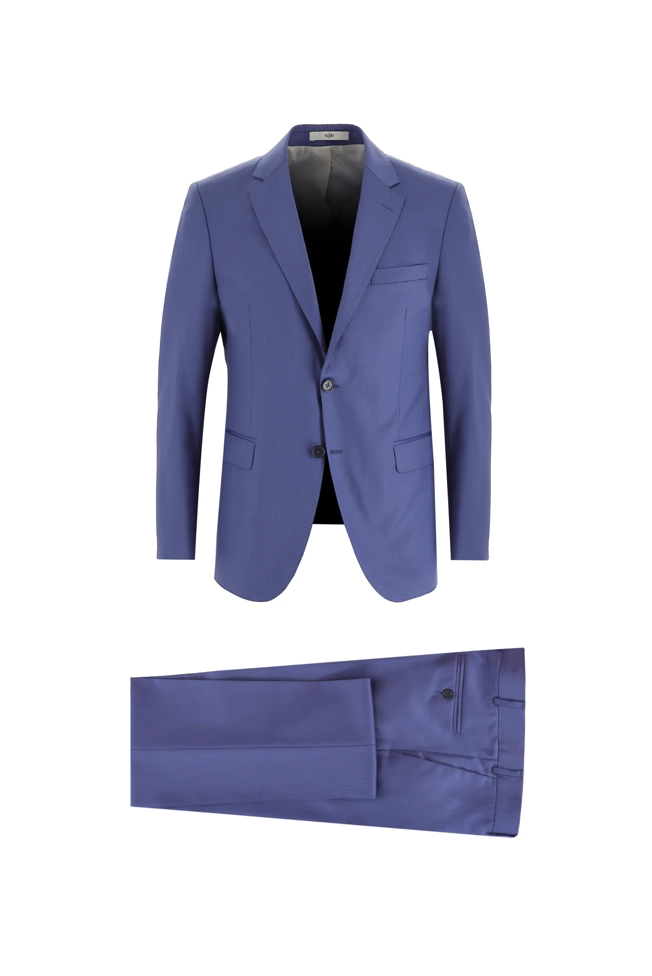Koyu Mavi  7 Drop Slim Fit Dar Kesim Yünlü Desenli Takım Elbise