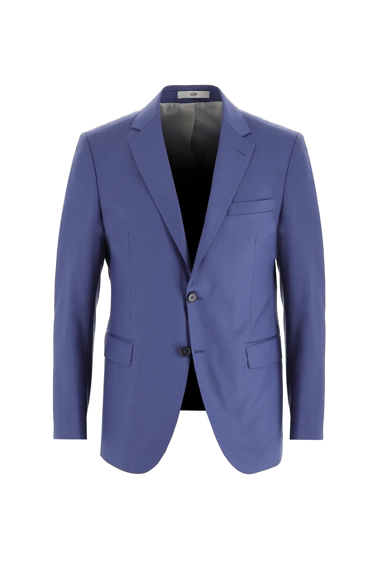 Koyu Mavi  7 Drop Slim Fit Dar Kesim Yünlü Desenli Takım Elbise - Image 2