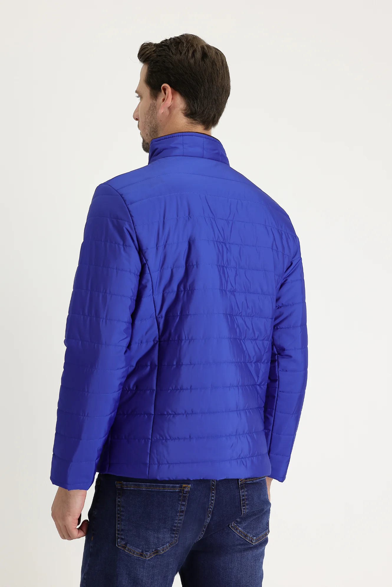 Koyu Mavi  Super Slim Fit Ekstra Dar Kesim Kapitone Spor Mont - Image 5