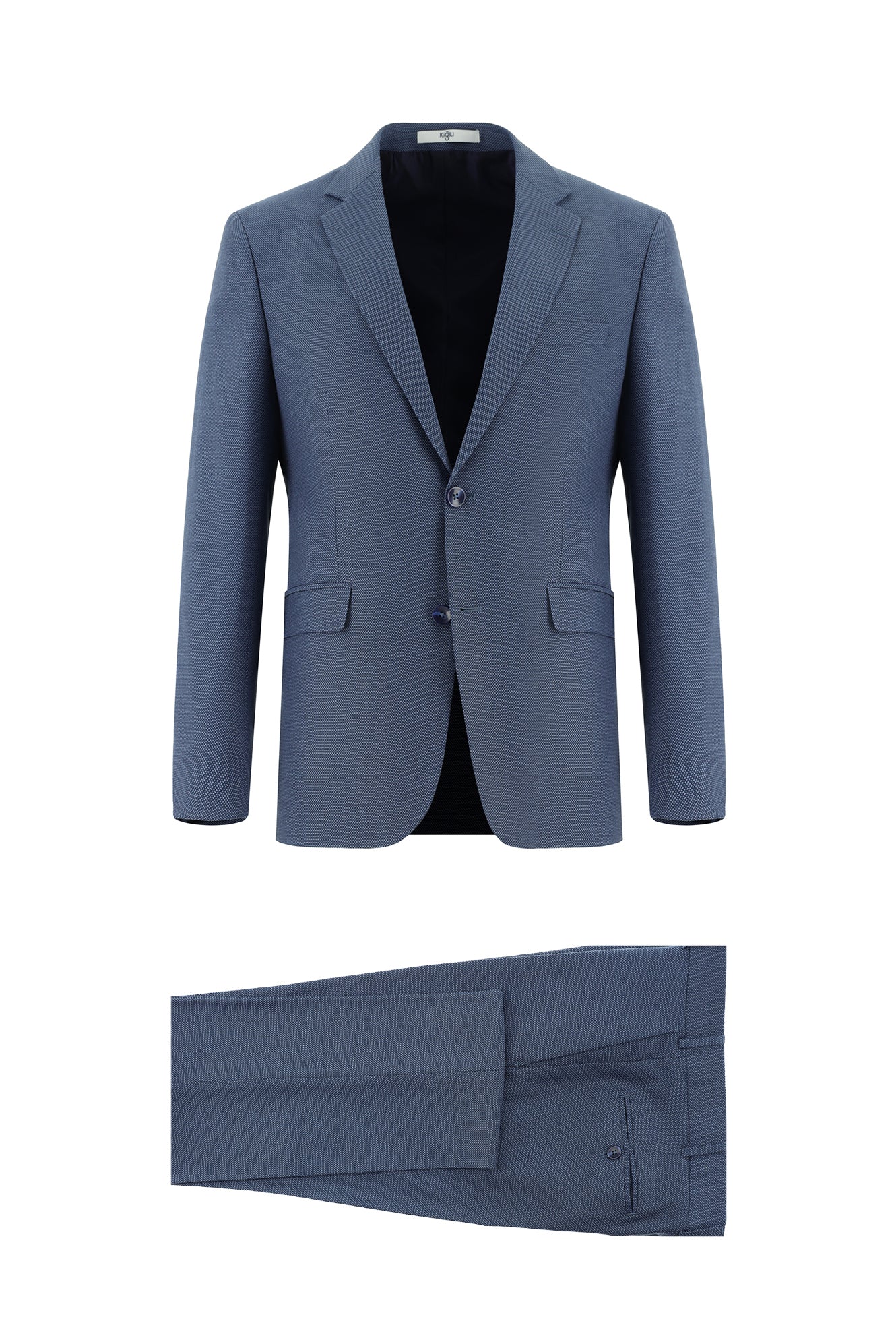 Koyu Mavi 7 Drop Super Slim Fit Eksra Dar Kesim Desenli Takım Elbise