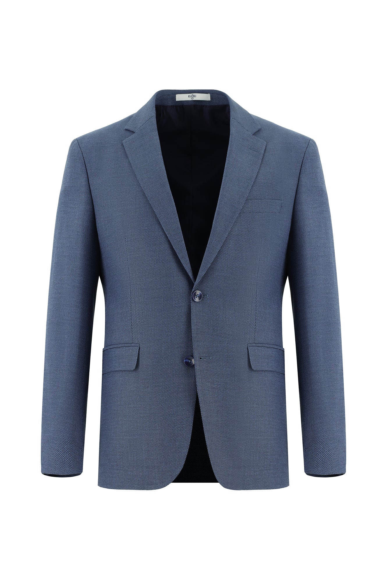 Koyu Mavi 7 Drop Super Slim Fit Eksra Dar Kesim Desenli Takım Elbise - Image 2