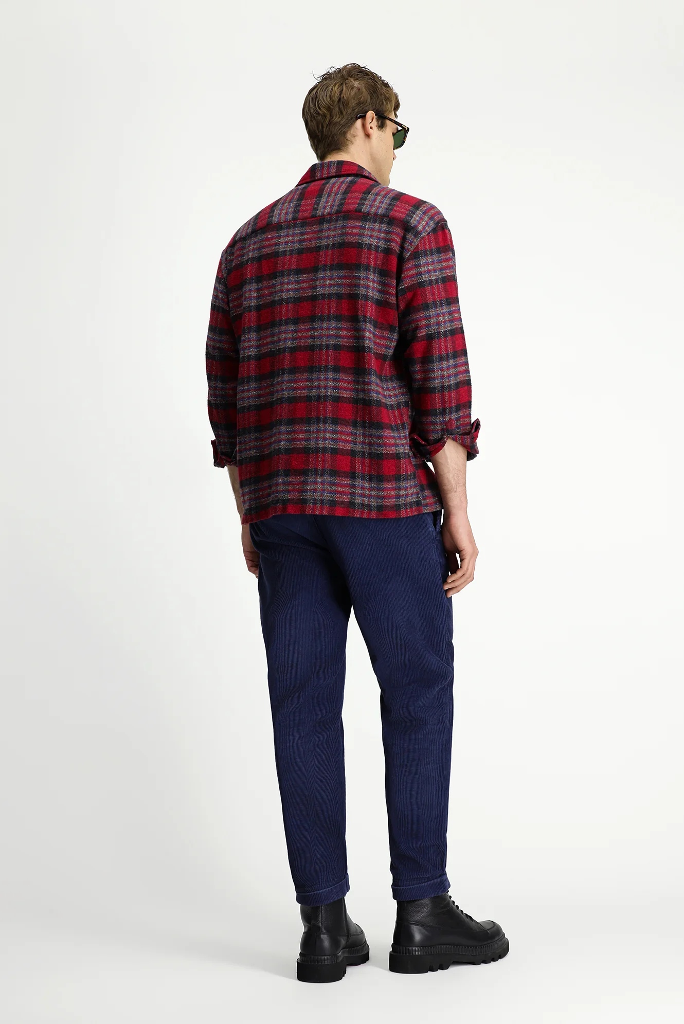 Koyu Mavi  6 Drop Regular Fit Standart Kesim Likralı Kadife Pantolon - Image 6