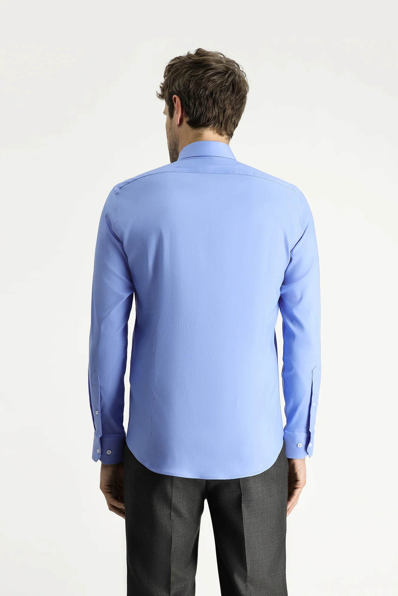 Koyu Mavi  Techno-Line Uzun Kol Slim Fit Dar Kesim Klasik Gömlek - Image 4