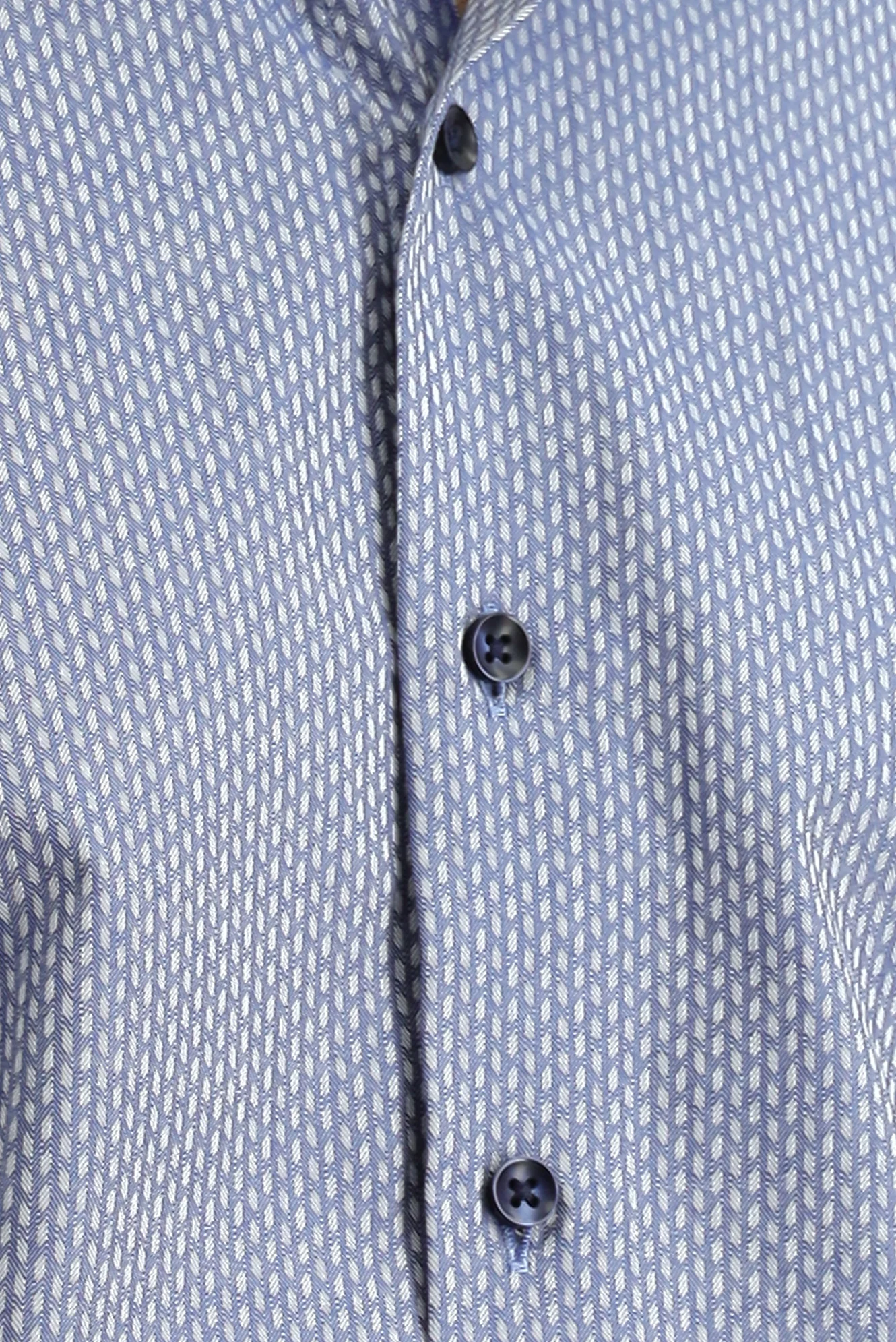 Koyu Mavi Uzun Kol Slim Fit Dar Kesim Klasik Desenli Pamuk Gömlek - Image 6