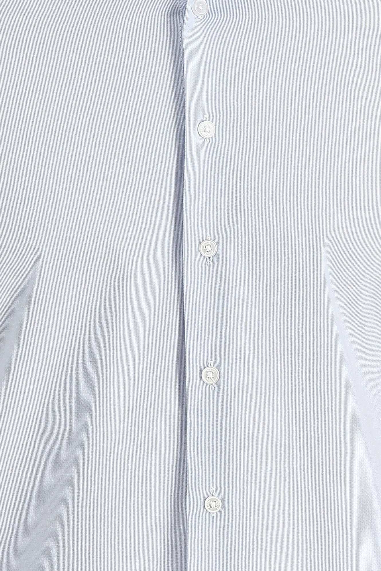 Koyu Mavi  Uzun Kol Slim Fit Dar Kesim Klasik Desenli Pamuklu Kolay Ütülenebilir Gömlek - Image 4