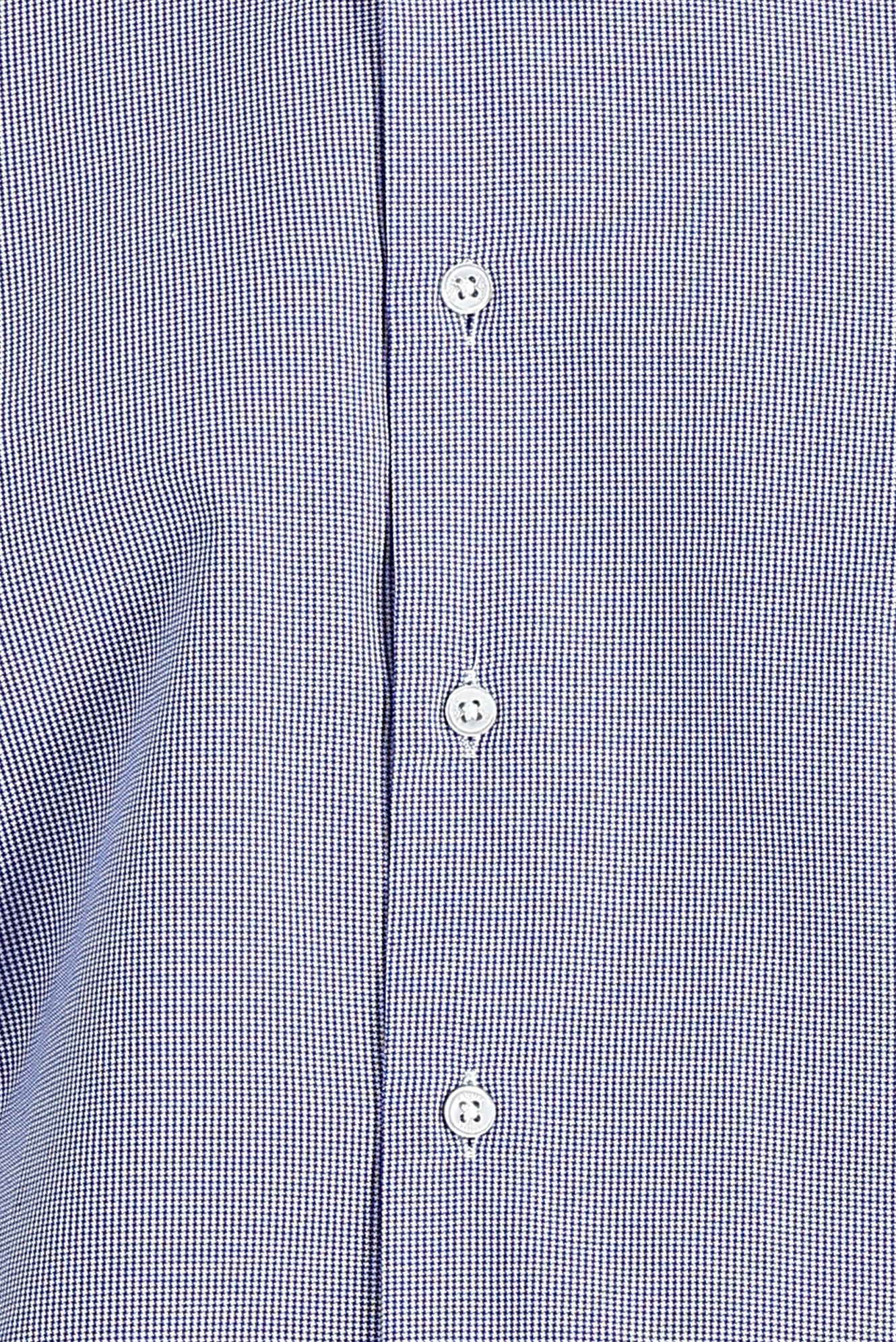 Koyu Mavi Uzun Kol Slim Fit Dar Kesim Klasik Desenli Pamuklu Kolay Ütülenebilir Gömlek - Image 3