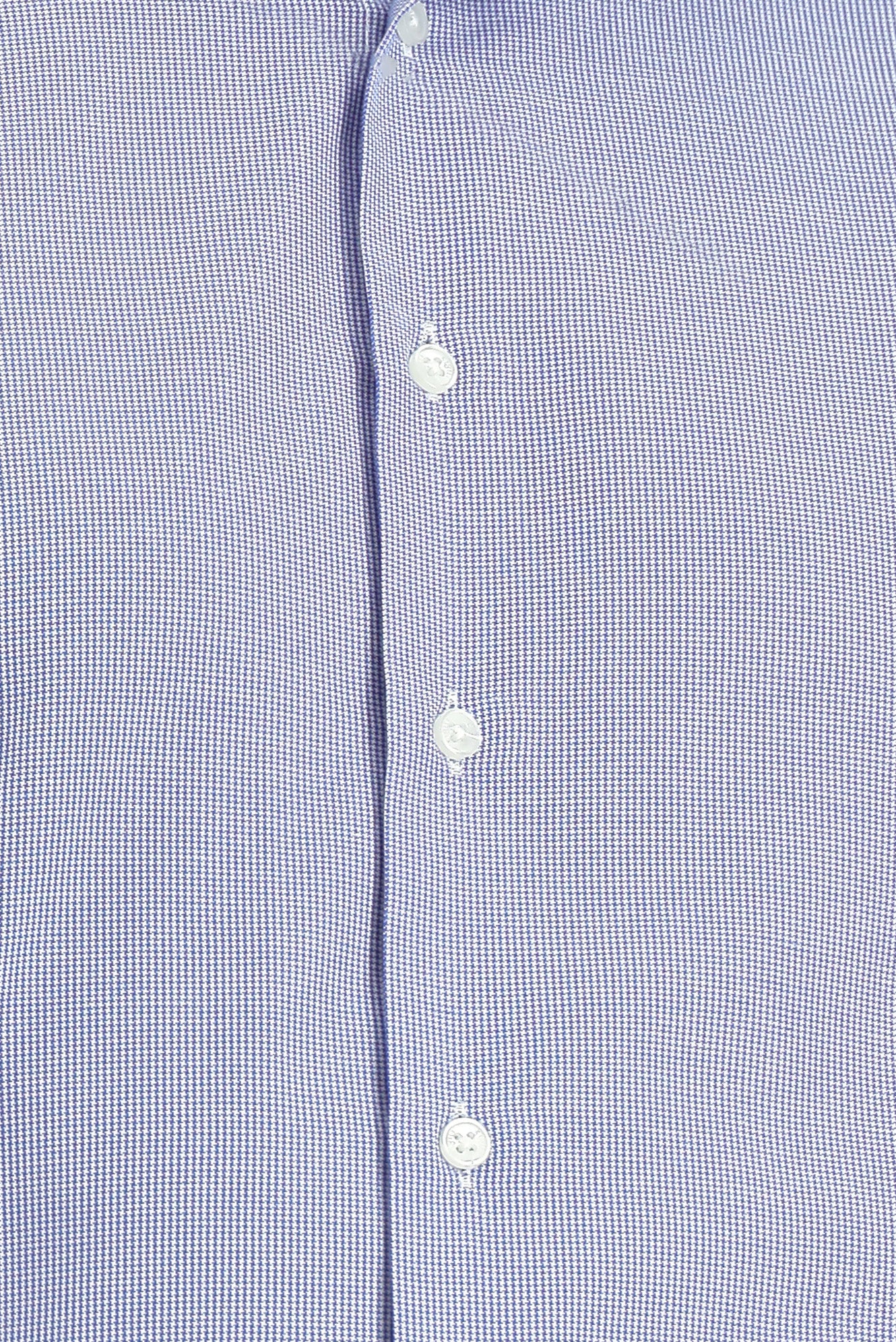 Koyu Mavi Uzun Kol Slim Fit Dar Kesim Klasik Desenli Pamuklu Kolay Ütülenebilir Gömlek - Image 5