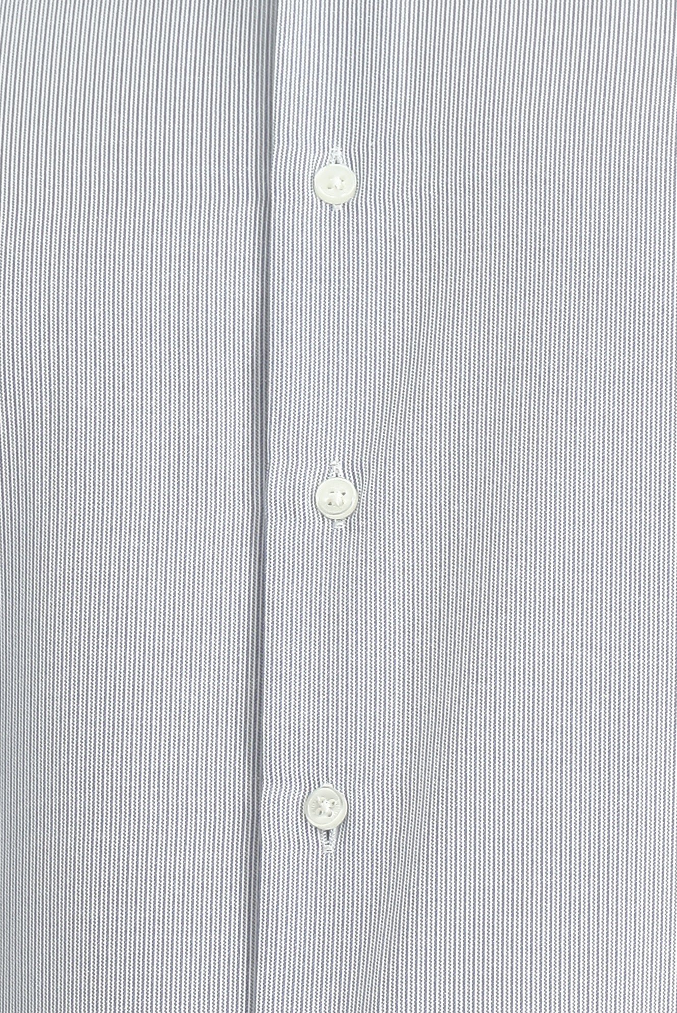 Koyu Mavi Uzun Kol Slim Fit Dar Kesim Klasik Desenli Pamuklu Kolay Ütülenebilir Gömlek - Image 5