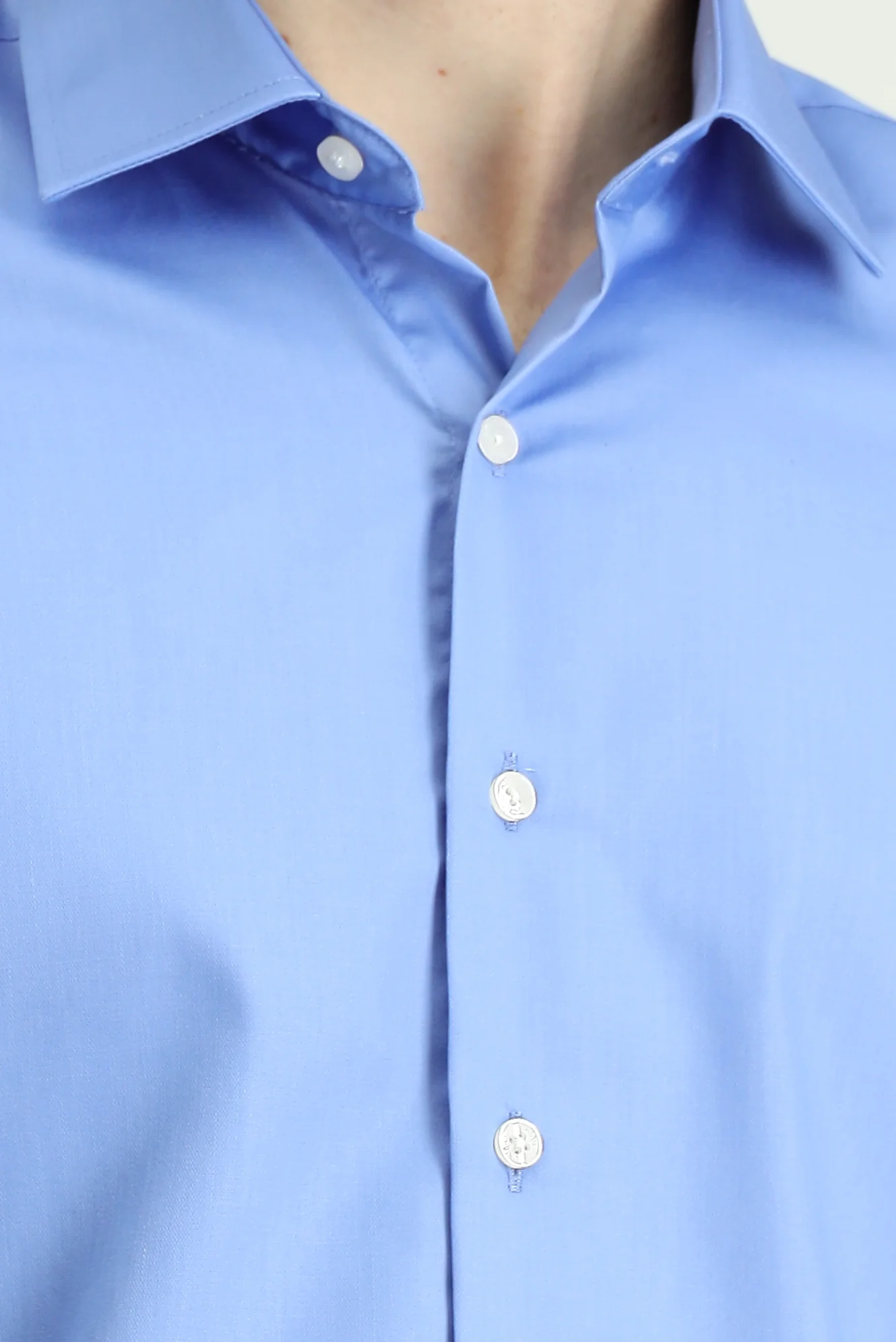 Koyu Mavi  Uzun Kol Slim Fit Dar Kesim Pamuklu Non Iron Ütü Gerektirmeyen Saten Klasik Gömlek - Image 5