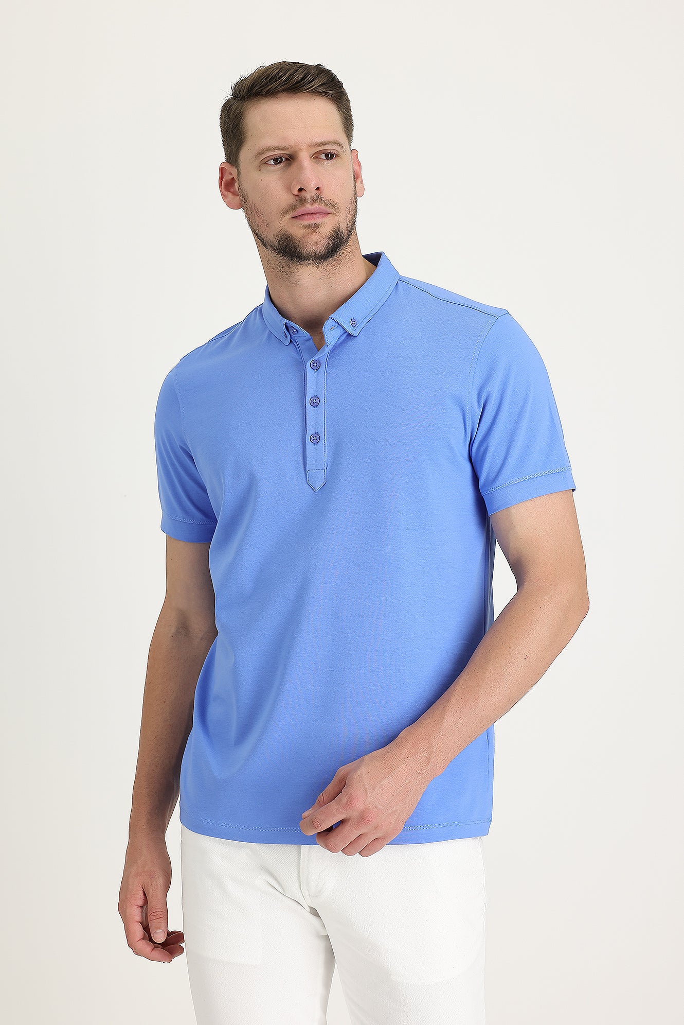 Koyu Mavi YARIM İTLYN YK YAKA SÜPREM T-SHIRT - Image 2