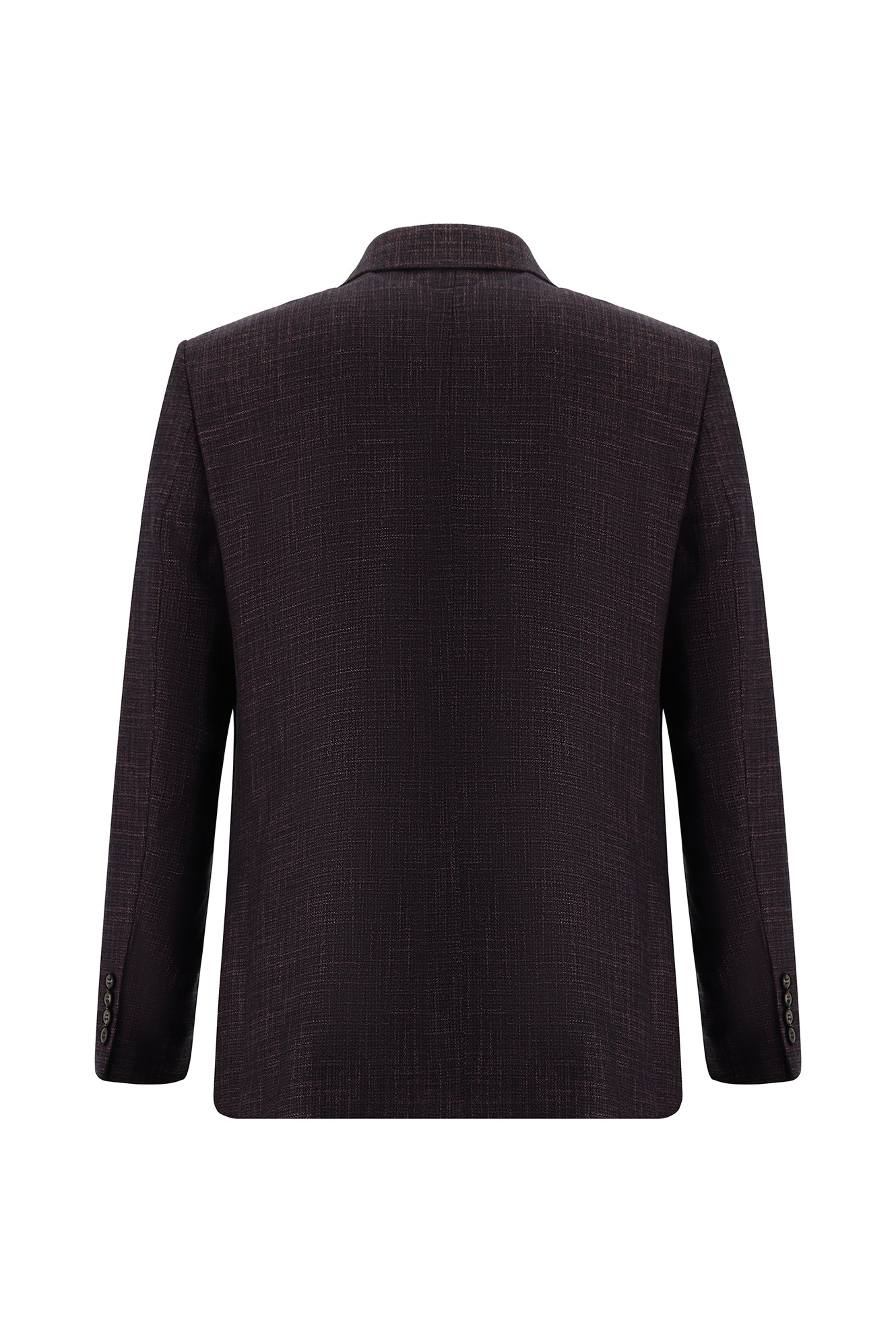 Koyu Mor 4 Drop Relaxed Fit Rahat Kesim Ekose Keten Karışımlı Ceket - Image 2