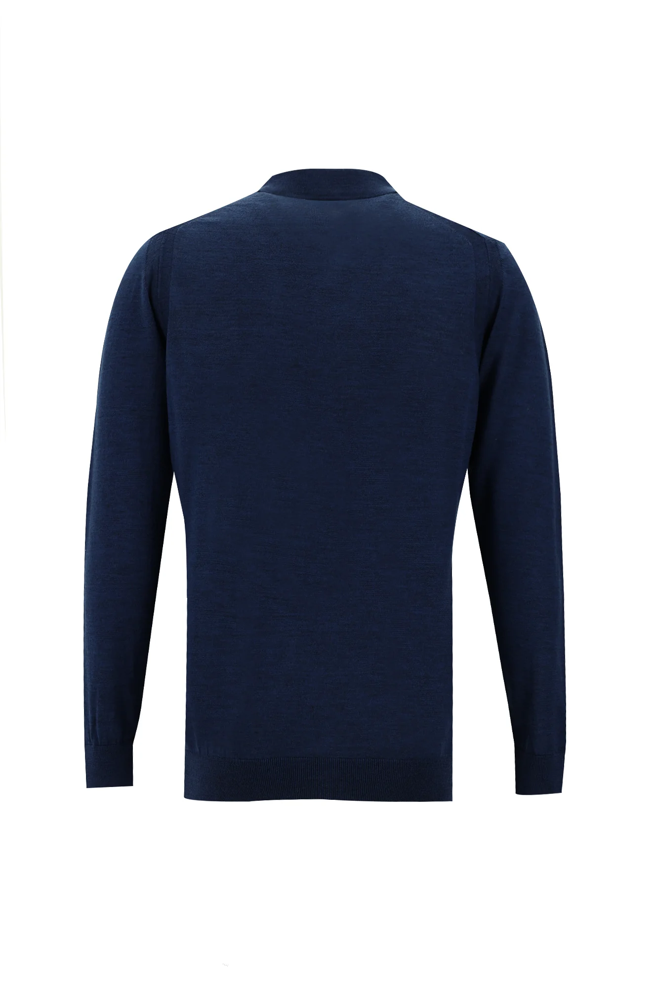 Koyu Petrol Polo Yaka Regular Fit Fermuarlı Yünlü Triko Kazak - Image 2