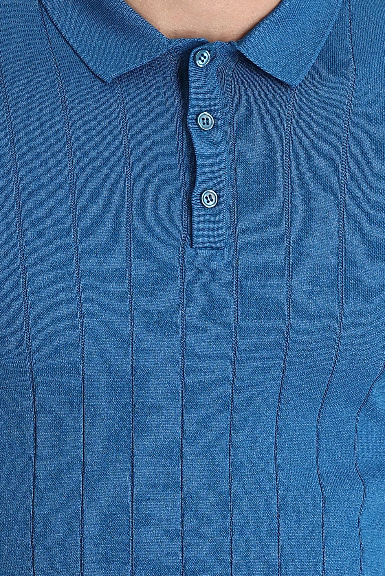 Koyu Petrol Polo Yaka Slim Fit Dar Kesim Tişört - Image 4