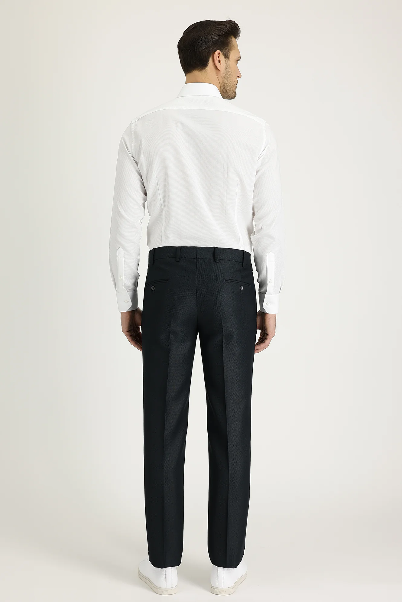 Koyu Petrol 7 Drop Slim Fit Dar Kesim Desenli Klasik Kumaş Pantolon - Image 3