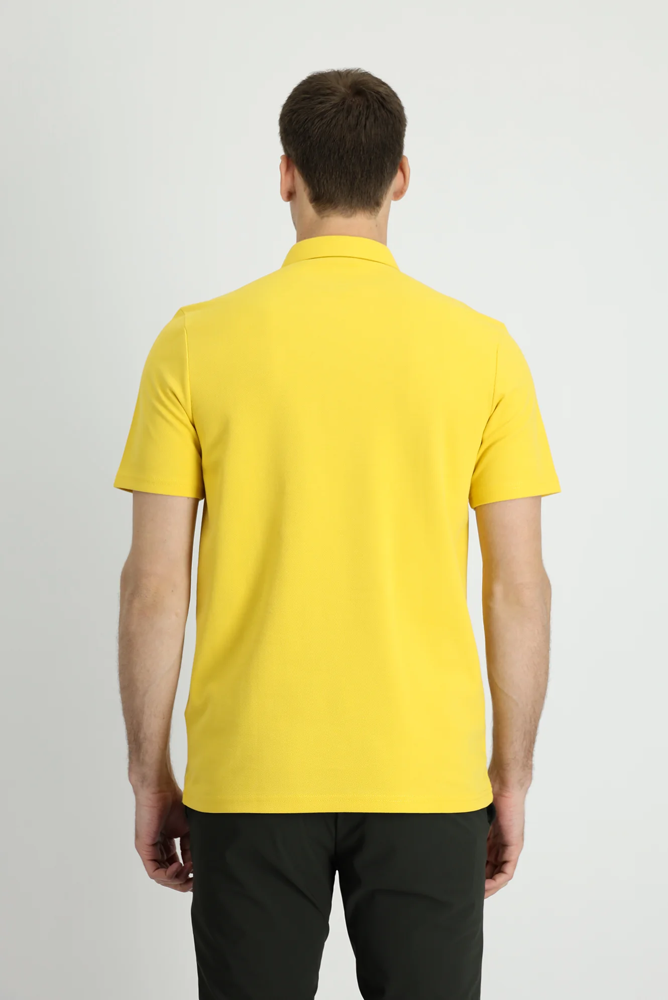 Koyu Sarı Polo Yaka Slim Fit Dar Kesim Pamuk Tişört - Image 3