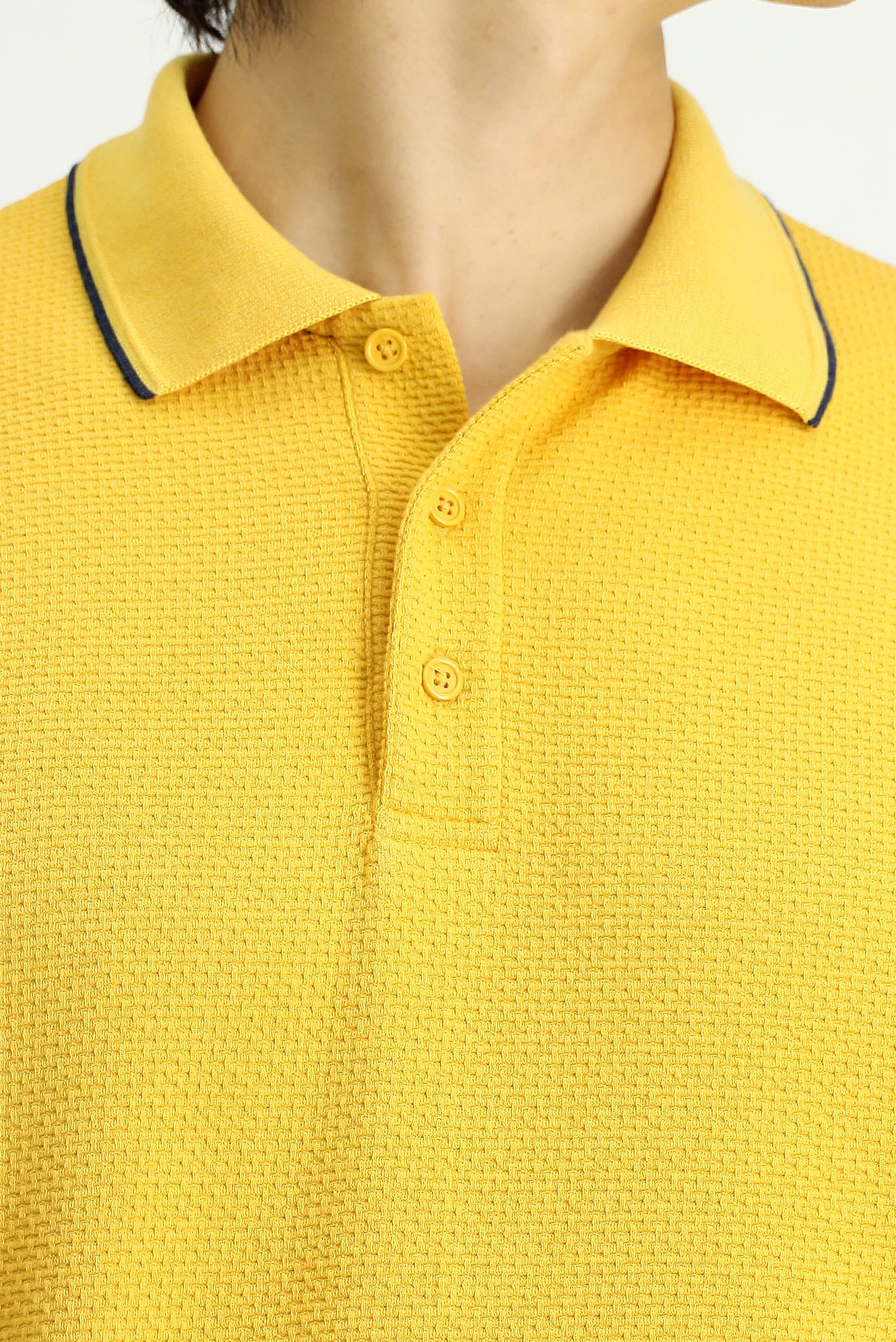 Koyu Sarı Regular Fit Desenli Likralı Polo Yaka Tişört - Image 6