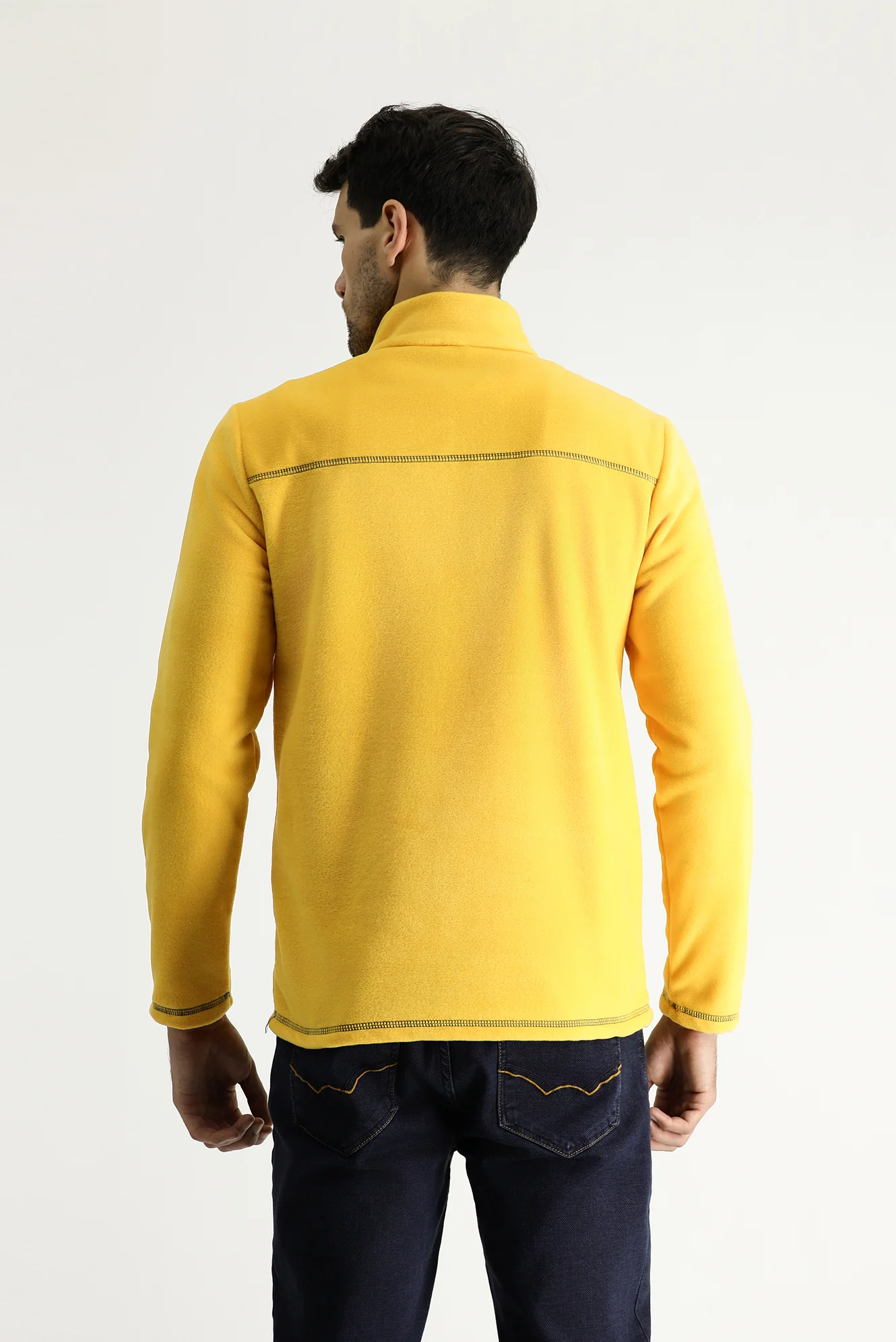 Koyu Sarı Yarım Fermuarlı Polar Sweatshirt - Image 4