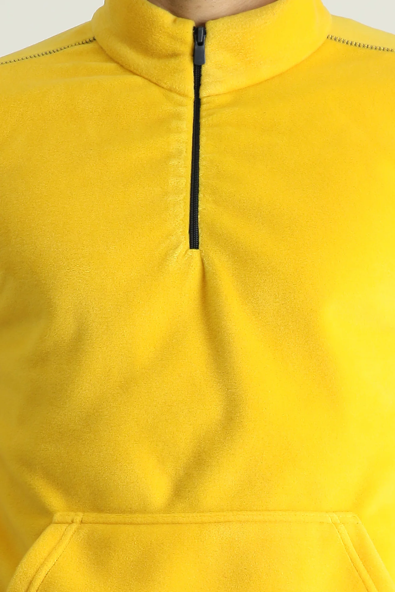 Koyu Sarı Yarım Fermuarlı Polar Sweatshirt - Image 5