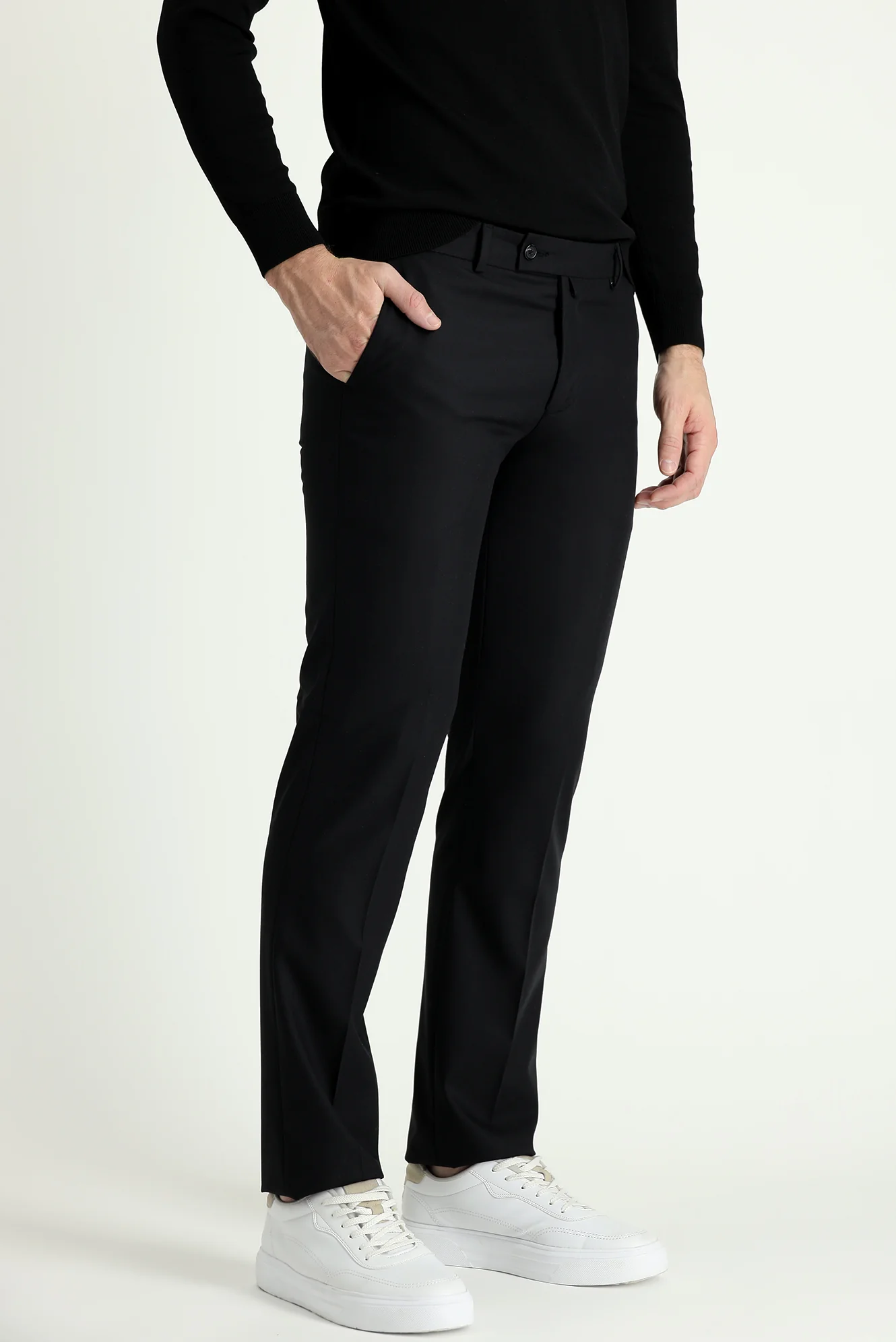 Koyu Siyah 6 Drop Regular Fit Standart Kesim Klasik Kumaş Pantolon - Image 2
