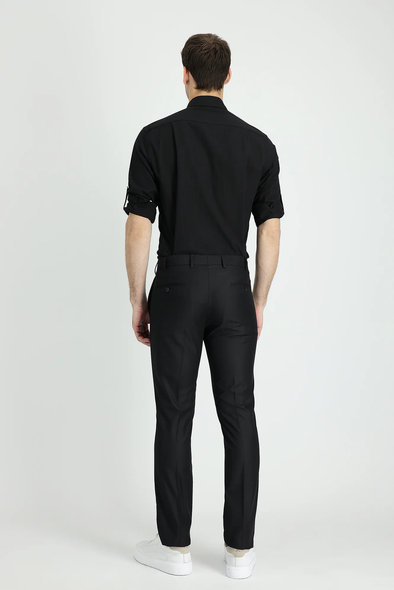 Koyu Siyah 6 Drop Regular Fit Standart Kesim Klasik Kumaş Pantolon - Image 3