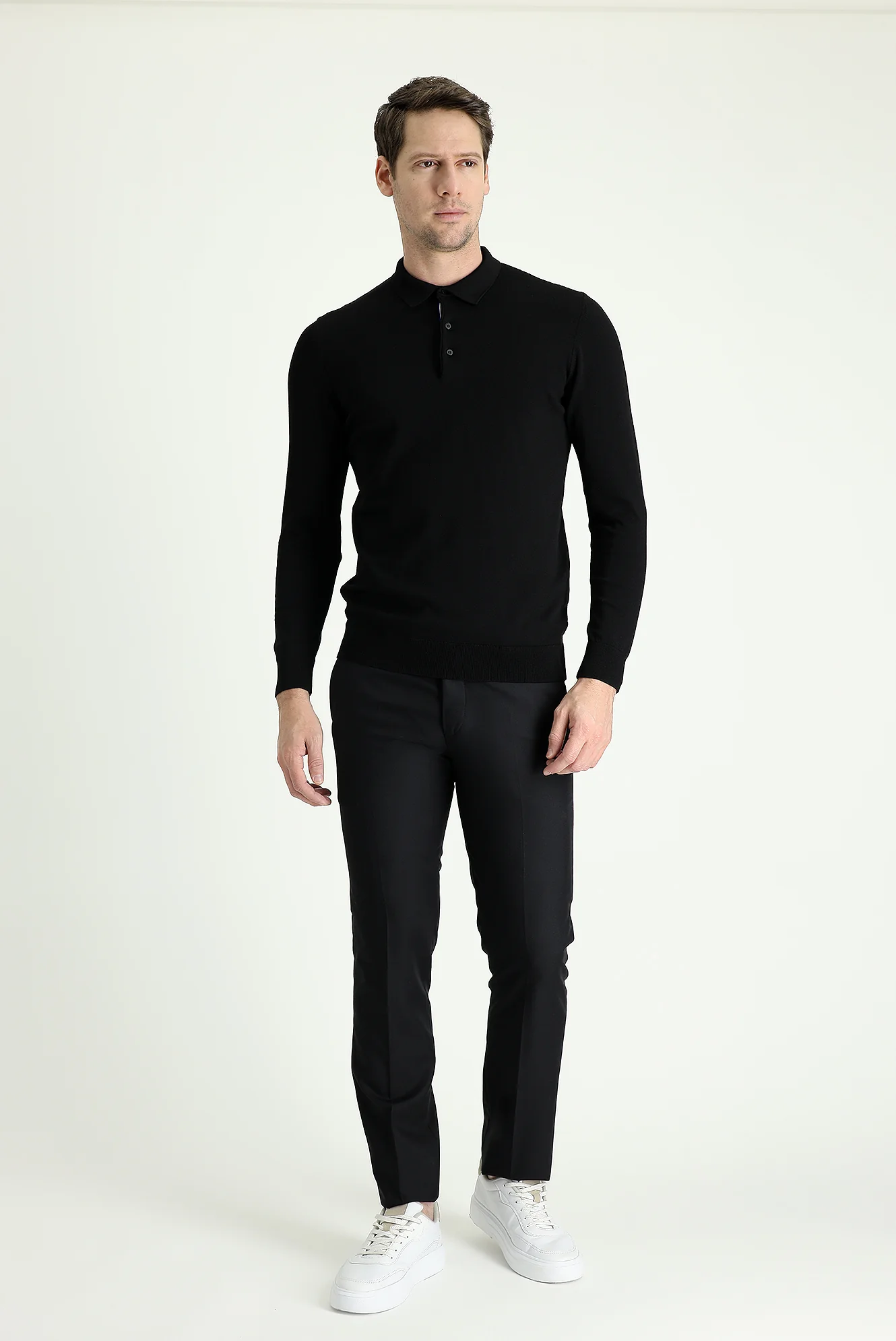 Koyu Siyah 4 Drop Relaxed Fit Rahat Kesim Klasik Kumaş Pantolon