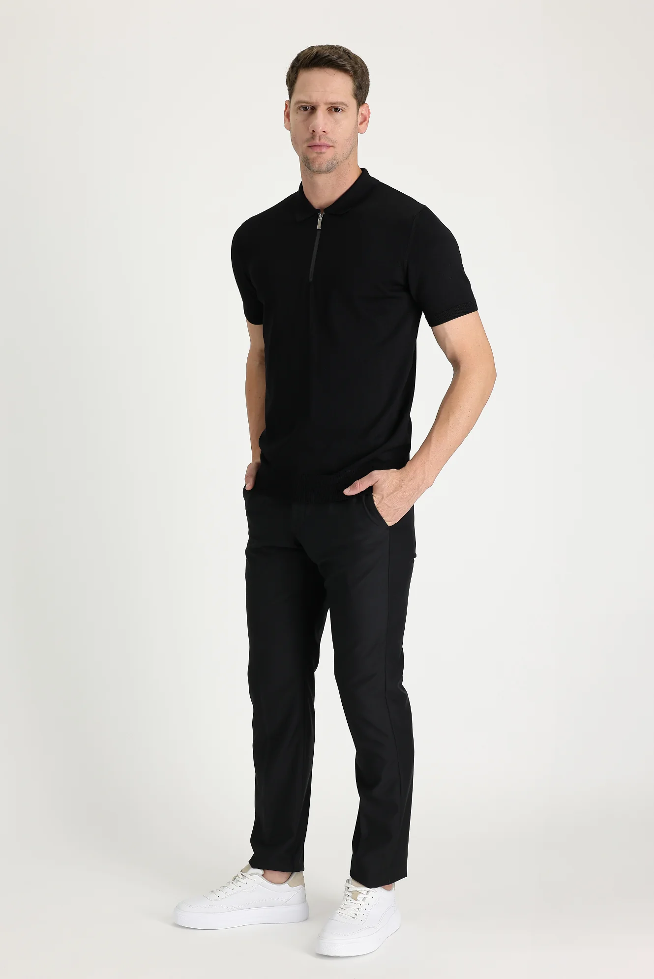 Koyu Siyah 7 Drop Slim Fit Dar Kesim Klasik Kumaş Pantolon