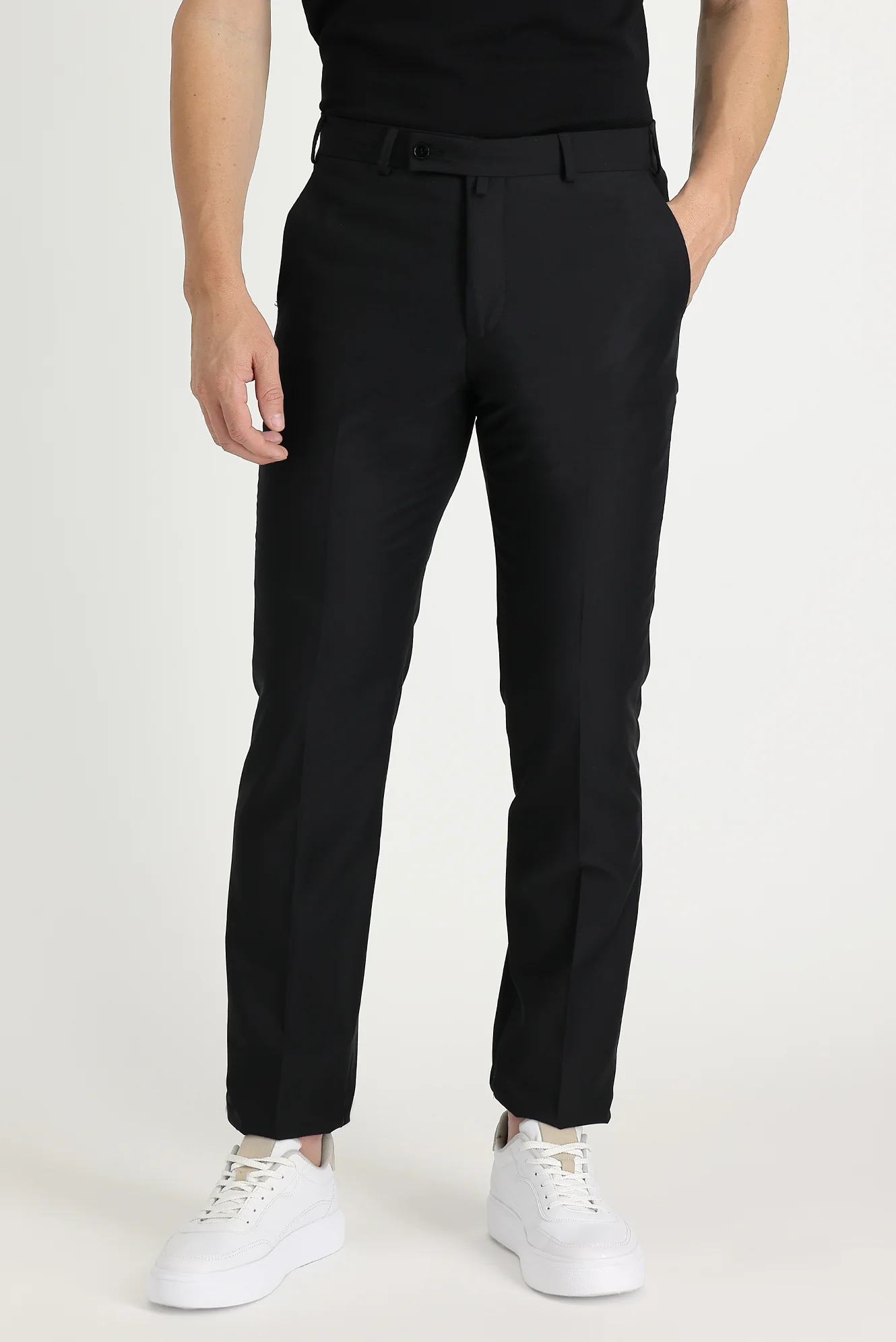 Koyu Siyah 7 Drop Slim Fit Dar Kesim Klasik Kumaş Pantolon - Image 2