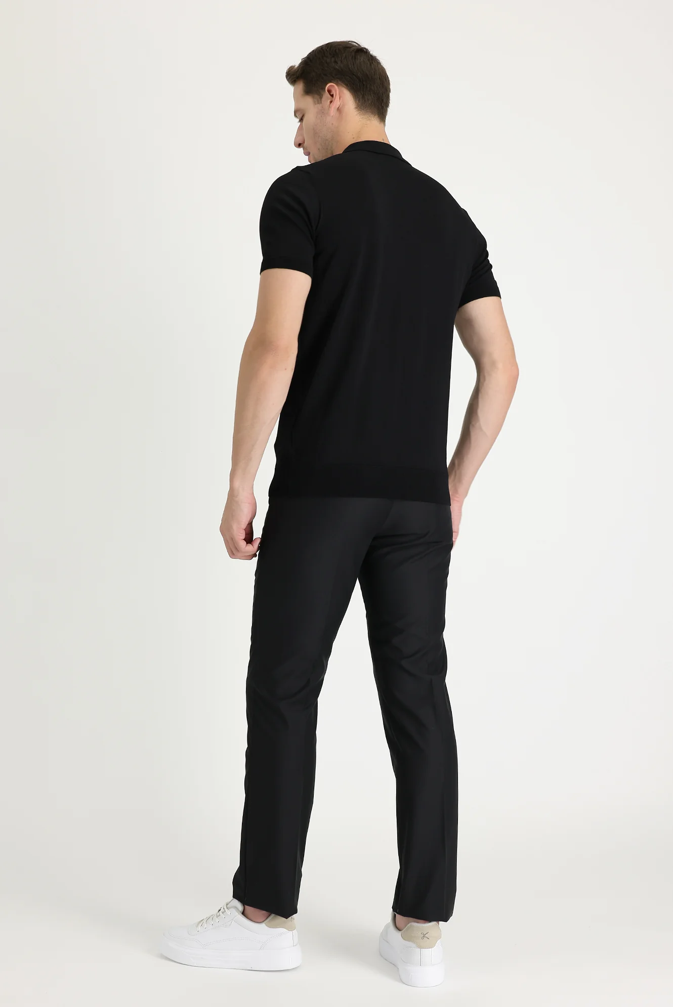 Koyu Siyah 7 Drop Slim Fit Dar Kesim Klasik Kumaş Pantolon - Image 3