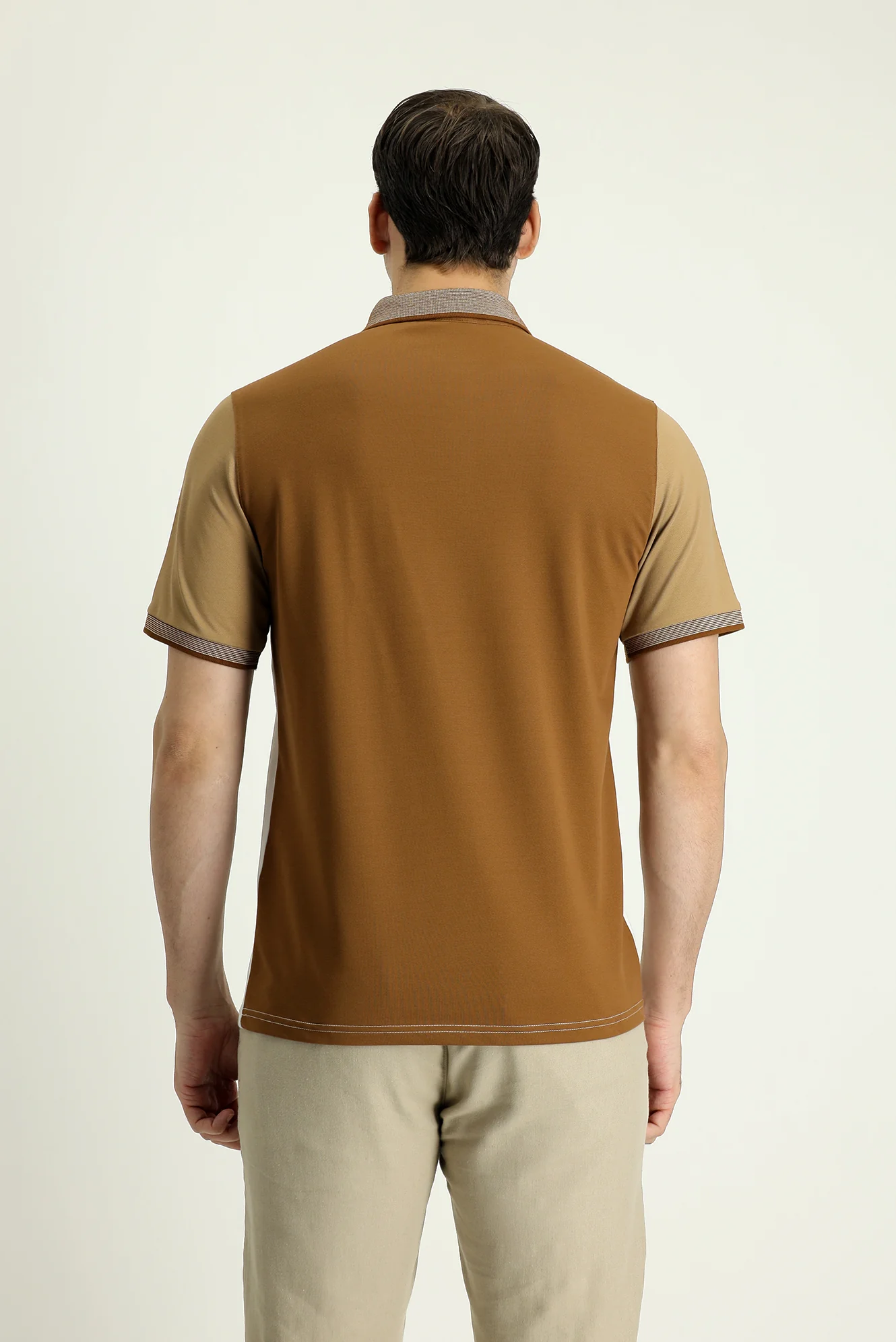 Koyu Vizon Polo Yaka Regular Fit Desenli Pamuklu Tişört - Image 3