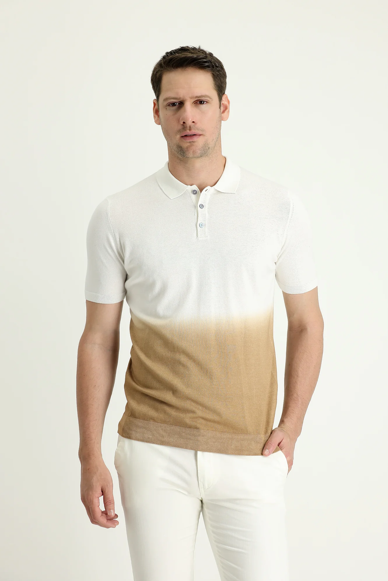 Koyu Vizon Polo Yaka Regular Fit Desenli Pamuklu Tişört - Image 2