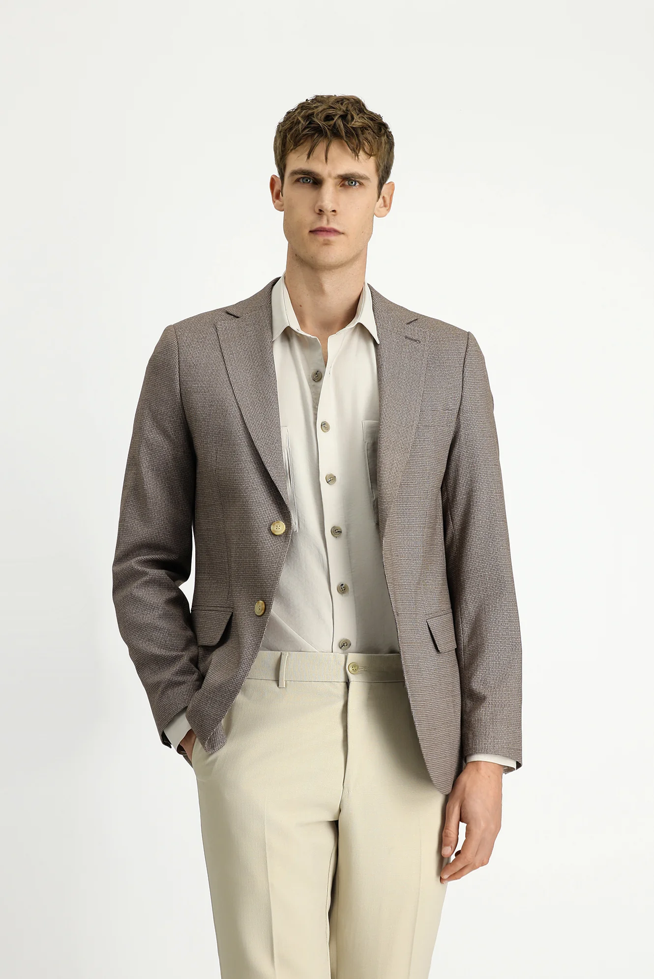 Koyu Vizon 6 Drop Regular Fit Standart Kesim Klasik Desenli Ceket - Image 3