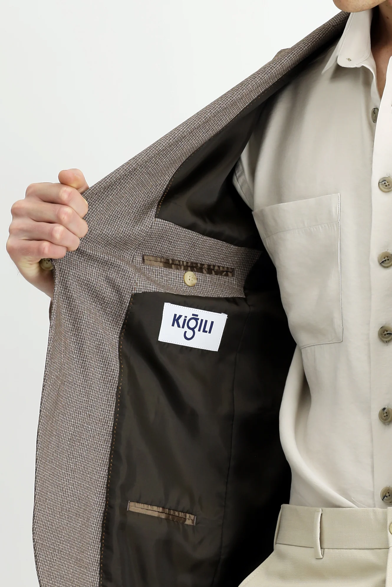 Koyu Vizon 6 Drop Regular Fit Standart Kesim Klasik Desenli Ceket - Image 6