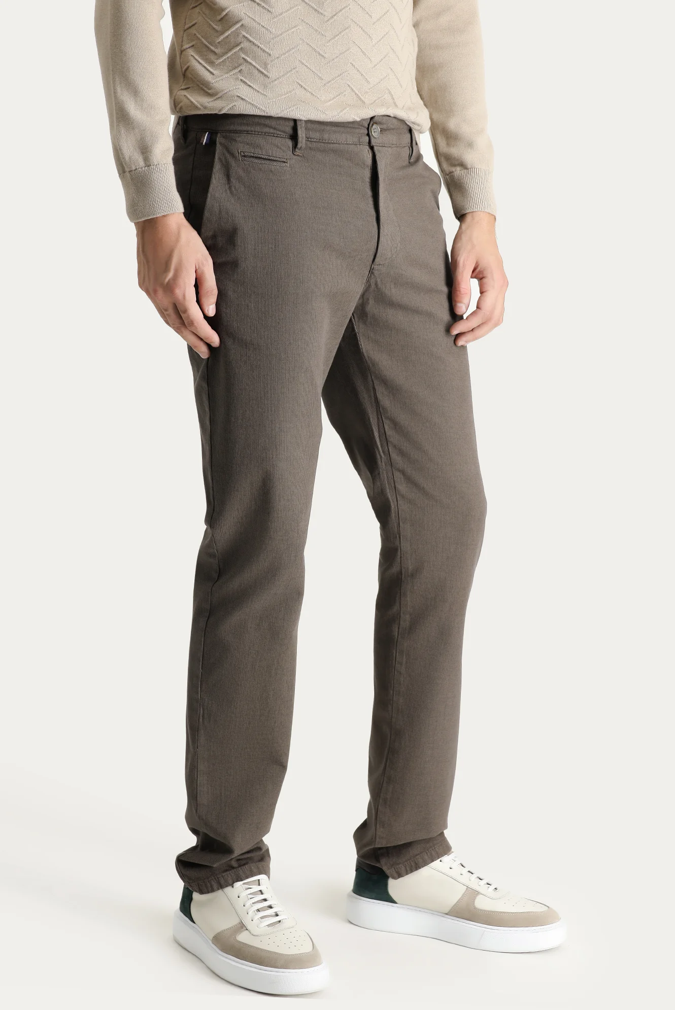 Koyu Vizon Regular Fit Standart Kesim Likralı Kanvas / Chino Pantolon - Image 3