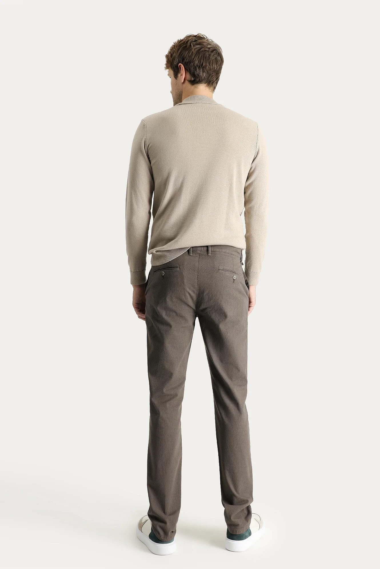 Koyu Vizon Regular Fit Standart Kesim Likralı Kanvas / Chino Pantolon - Image 4