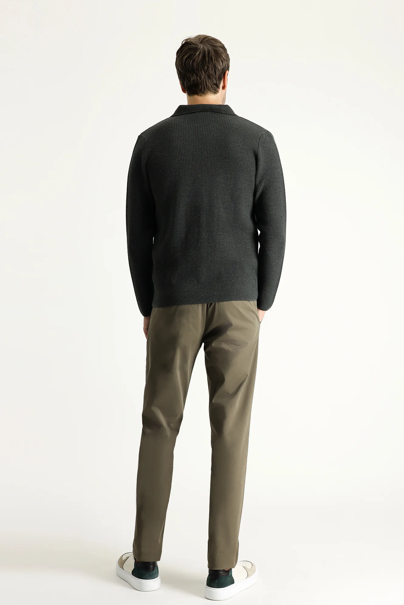 Koyu Vizon Regular Fit Standart Kesim Likralı Saten Kanvas / Chino Pantolon - Image 4