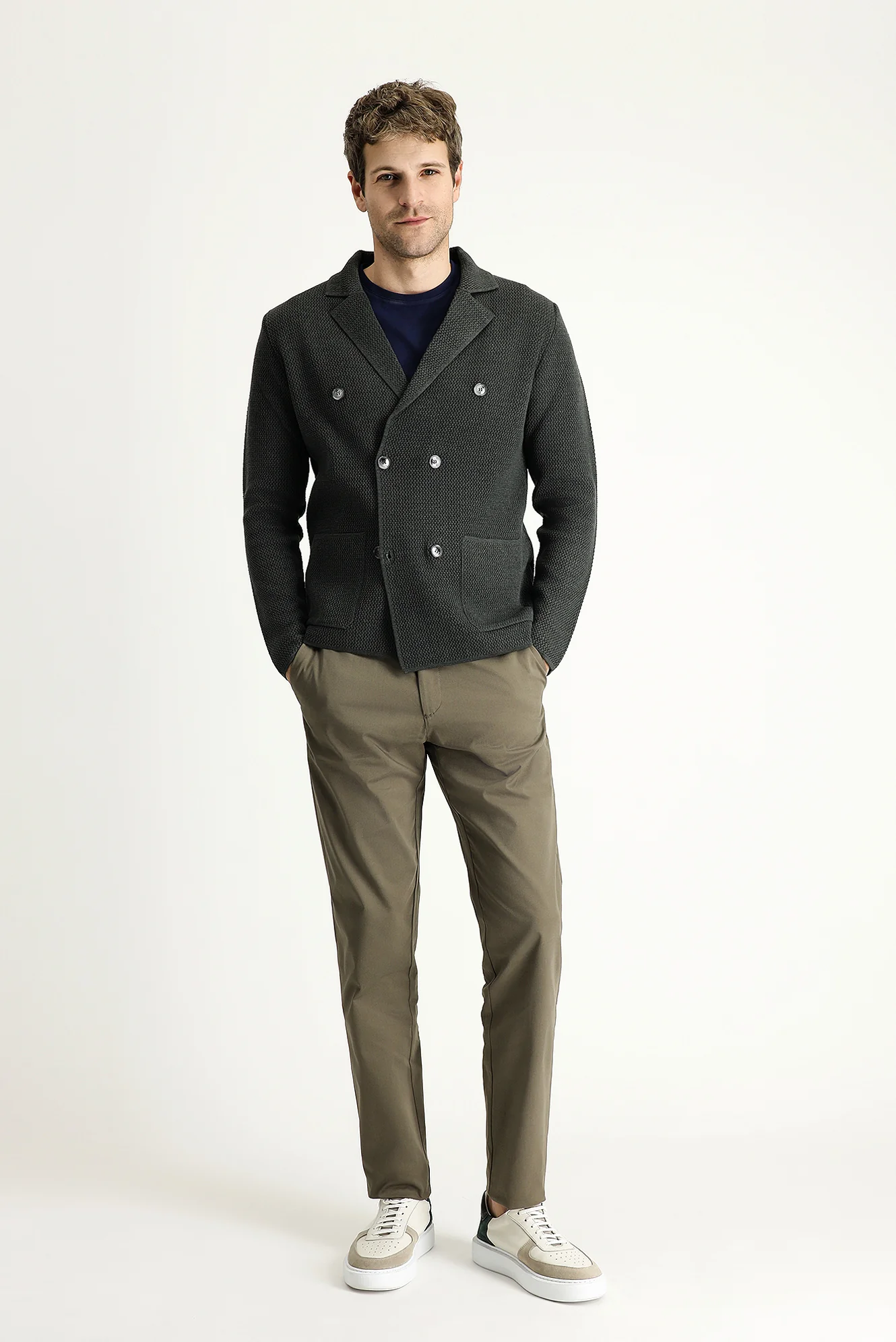 Koyu Vizon Relaxed Fit Rahat Kesim Likralı Saten Kanvas / Chino Pantolon - Image 2