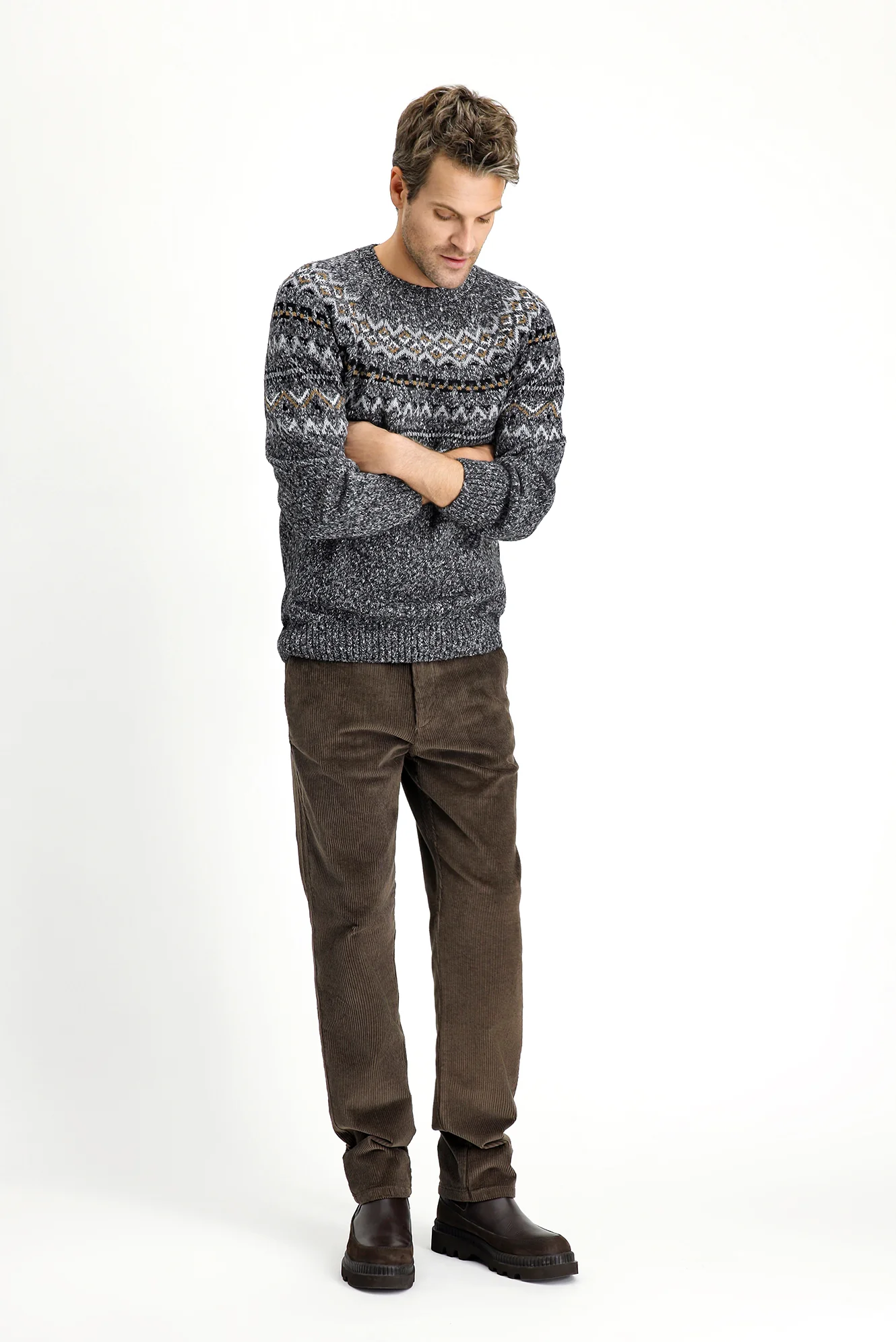 Koyu Vizon Relaxed Fit Rahat Kesim Pamuk Kadife Pantolon - Image 2