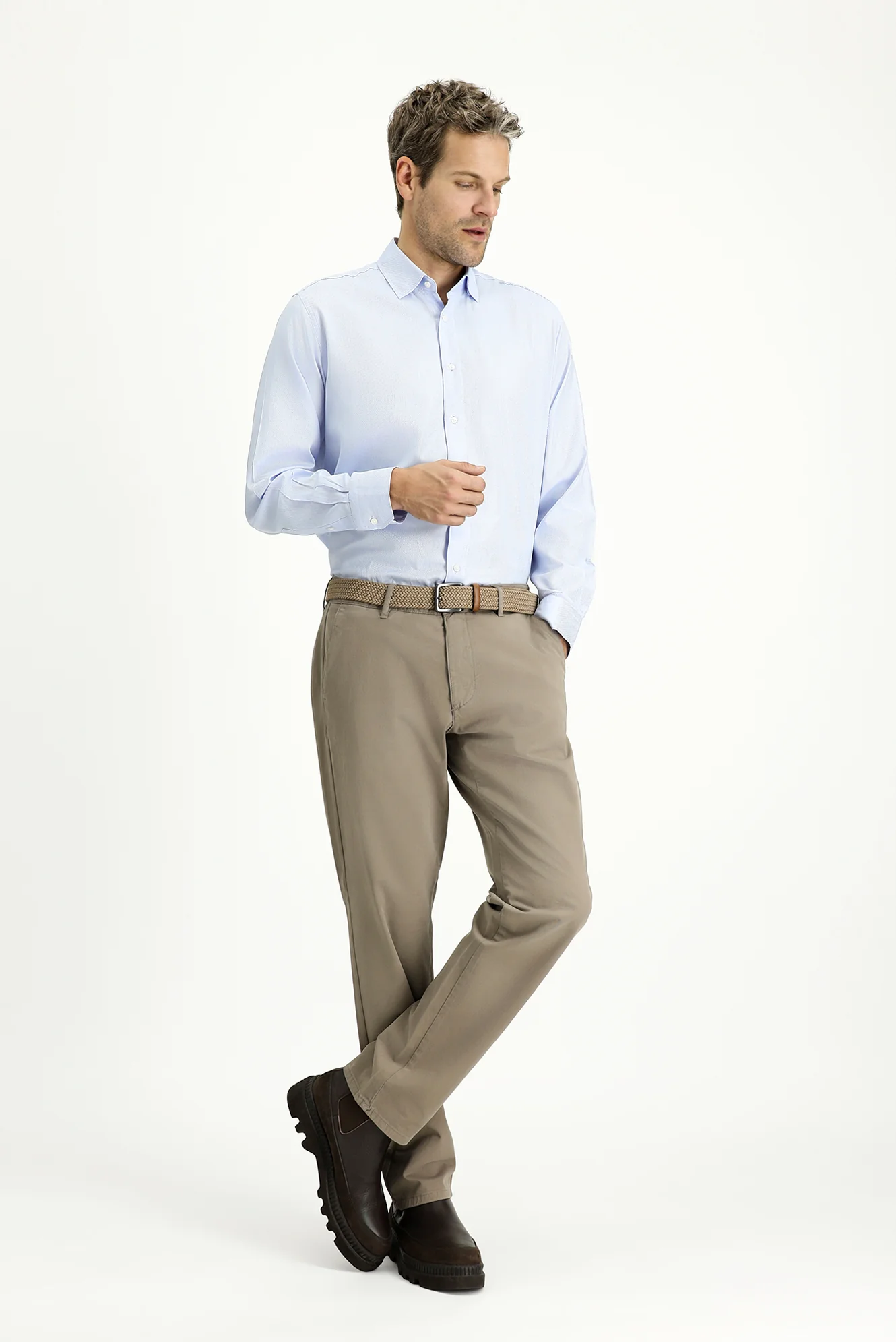 Koyu Vizon Slim Fit Dar Kesim Likralı Kanvas / Chino Pantolon