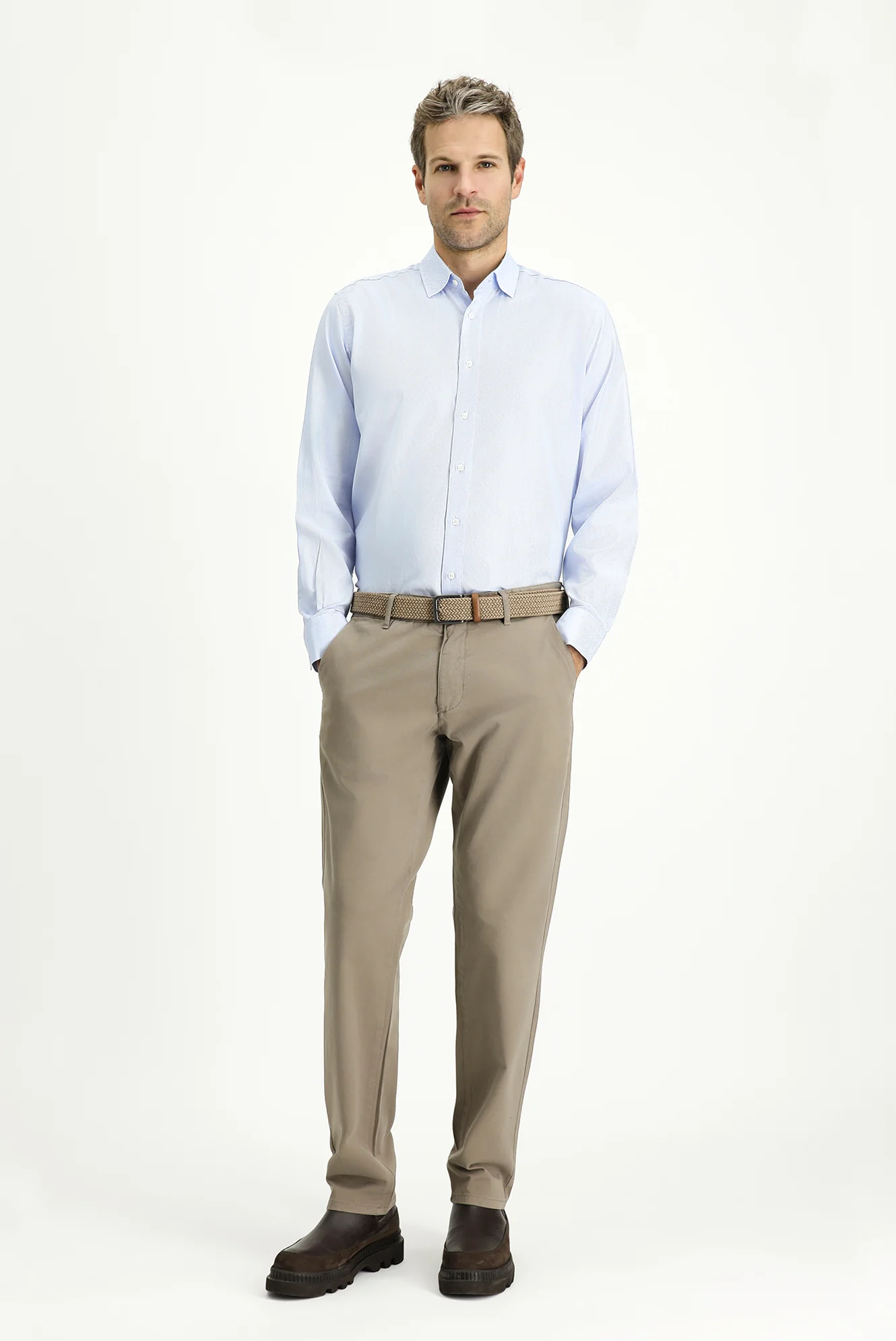 Koyu Vizon Slim Fit Dar Kesim Likralı Kanvas / Chino Pantolon - Image 2