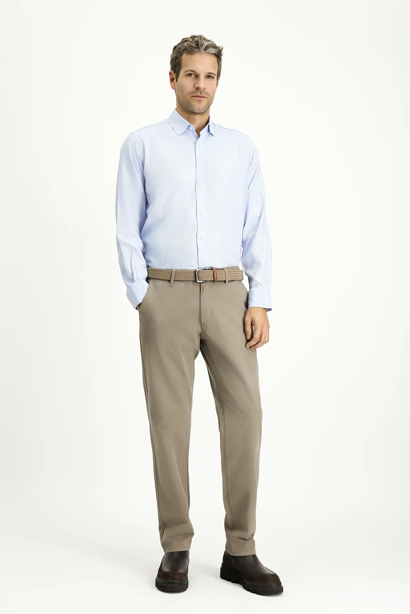 Koyu Vizon Slim Fit Dar Kesim Likralı Kanvas / Chino Pantolon - Image 3