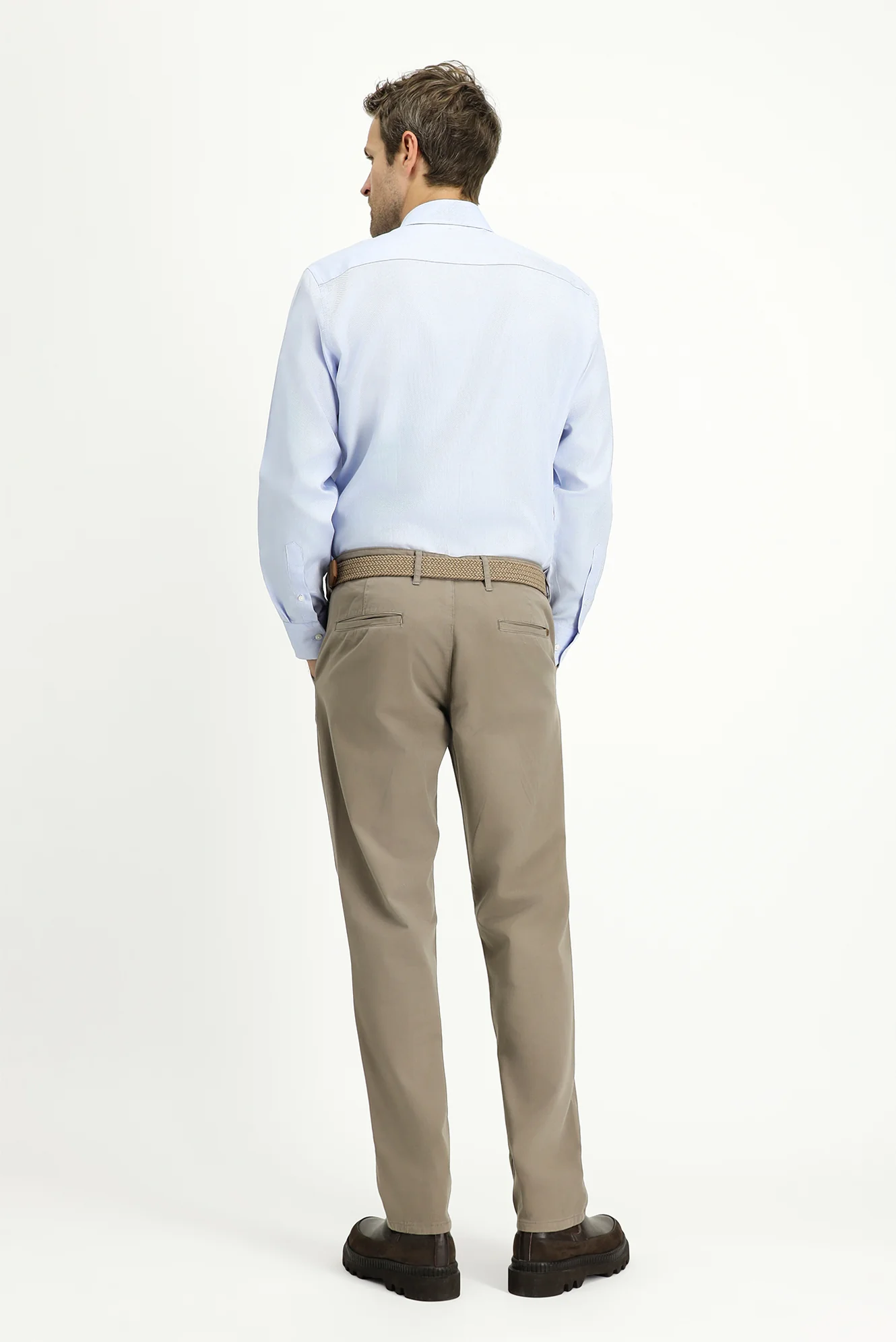 Koyu Vizon Slim Fit Dar Kesim Likralı Kanvas / Chino Pantolon - Image 5