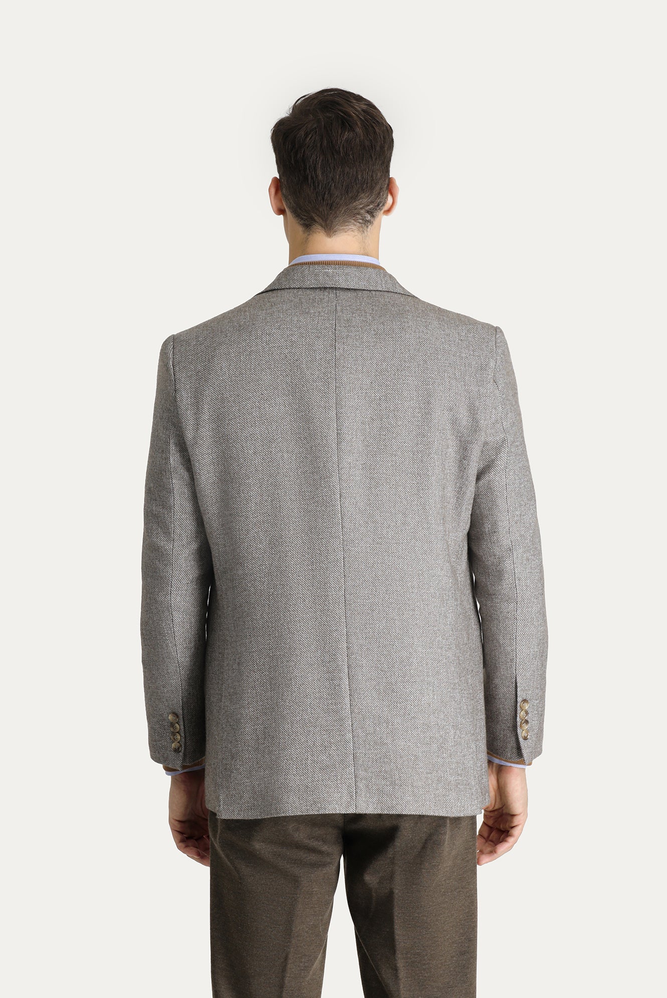 Koyu Vizon 7 Drop Slim Fit Dar Kesim Yünlü Klasik Ceket - Image 3