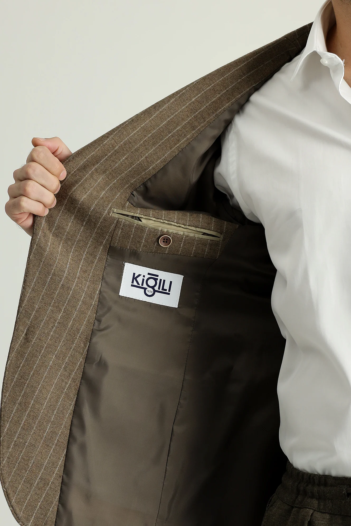Koyu Vizon 7 Drop Super Slim Fit Eksra Dar Kesim Yünlü Klasik Çizgili Ceket - Image 6