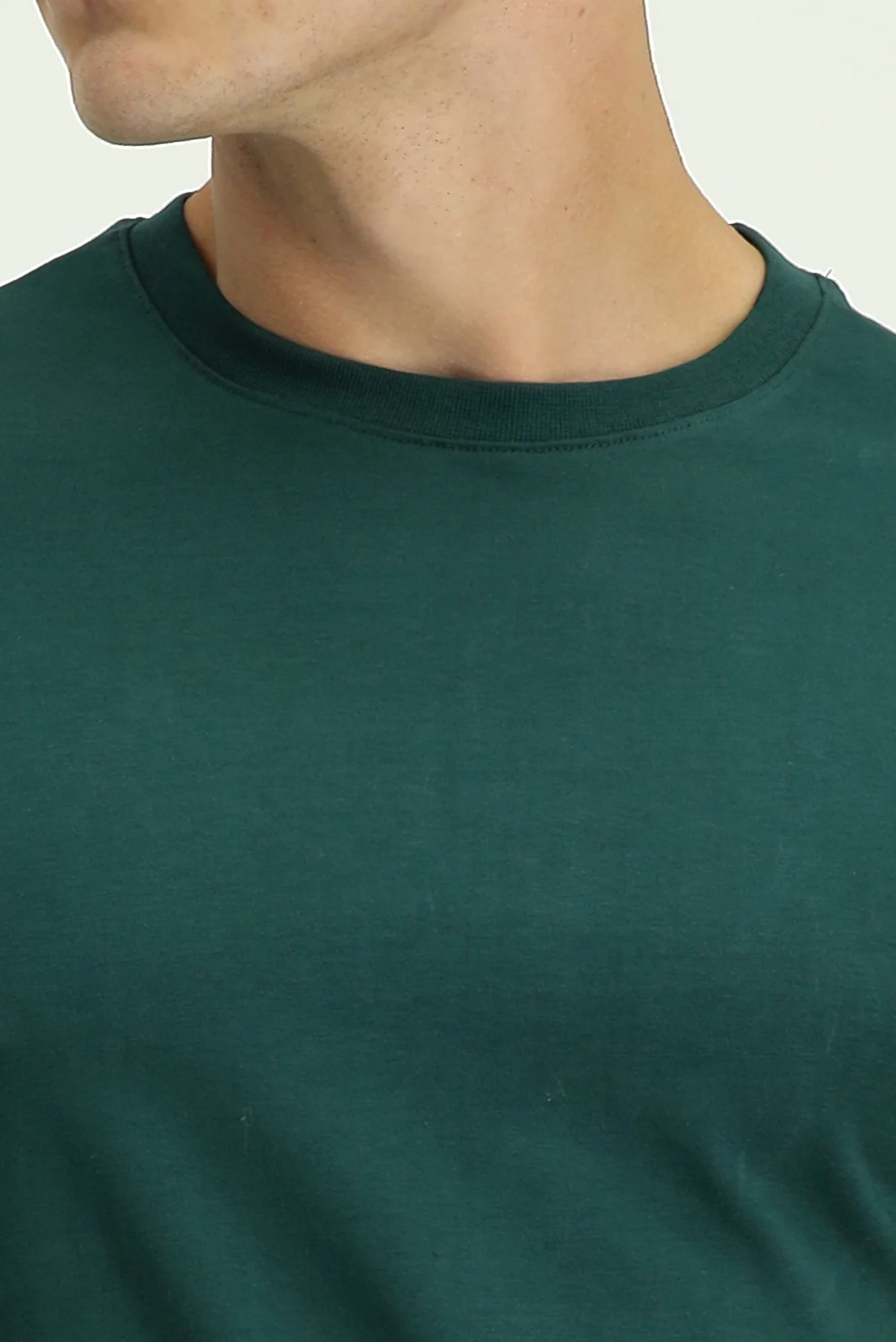 Koyu Yeşil Bisiklet Yaka Slim Fit %100 Pamuk Tişört - Image 5