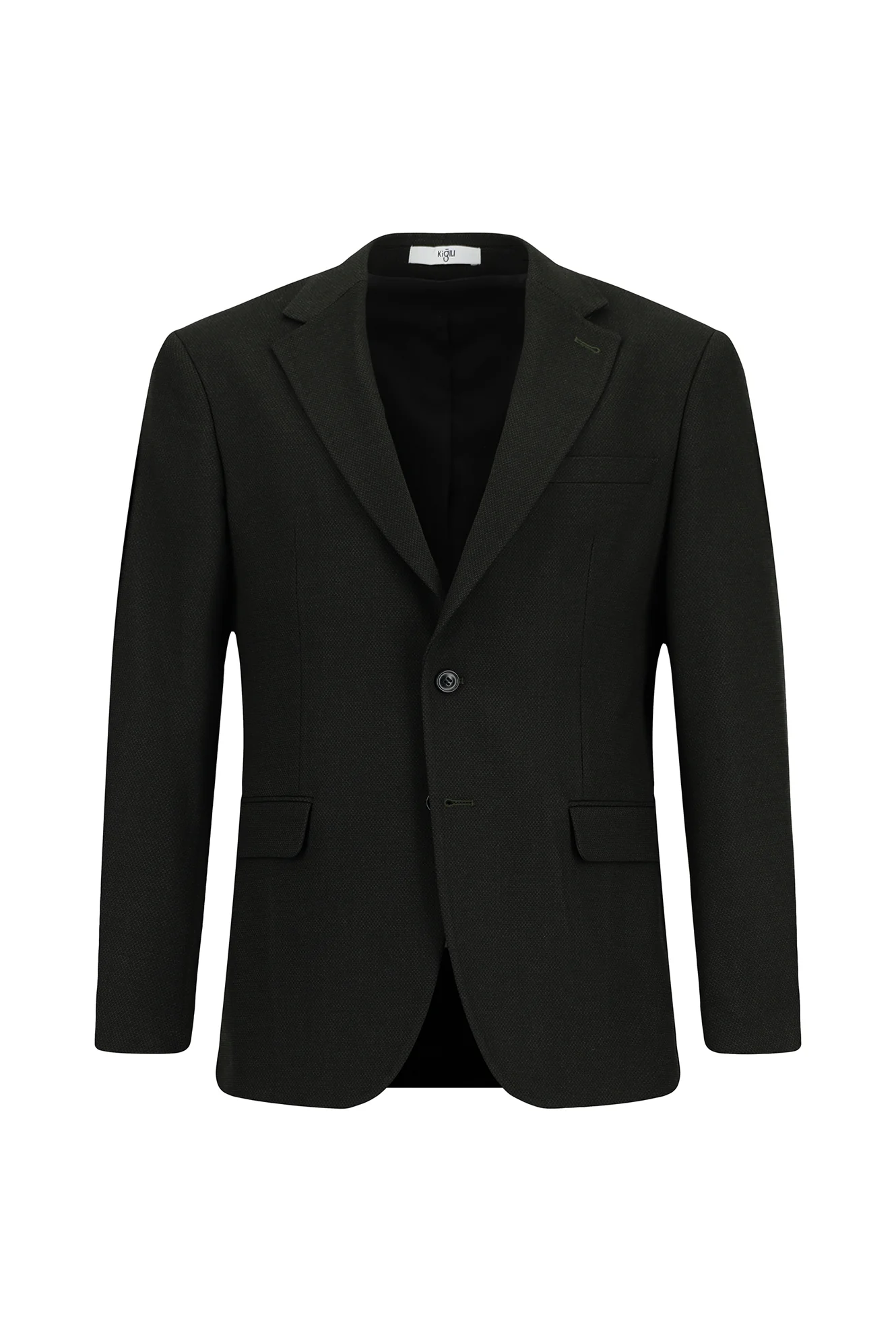 Koyu Yeşil 4 Drop Relaxed Fit Rahat Kesim Likralı Klasik Desenli Ceket - Image 8