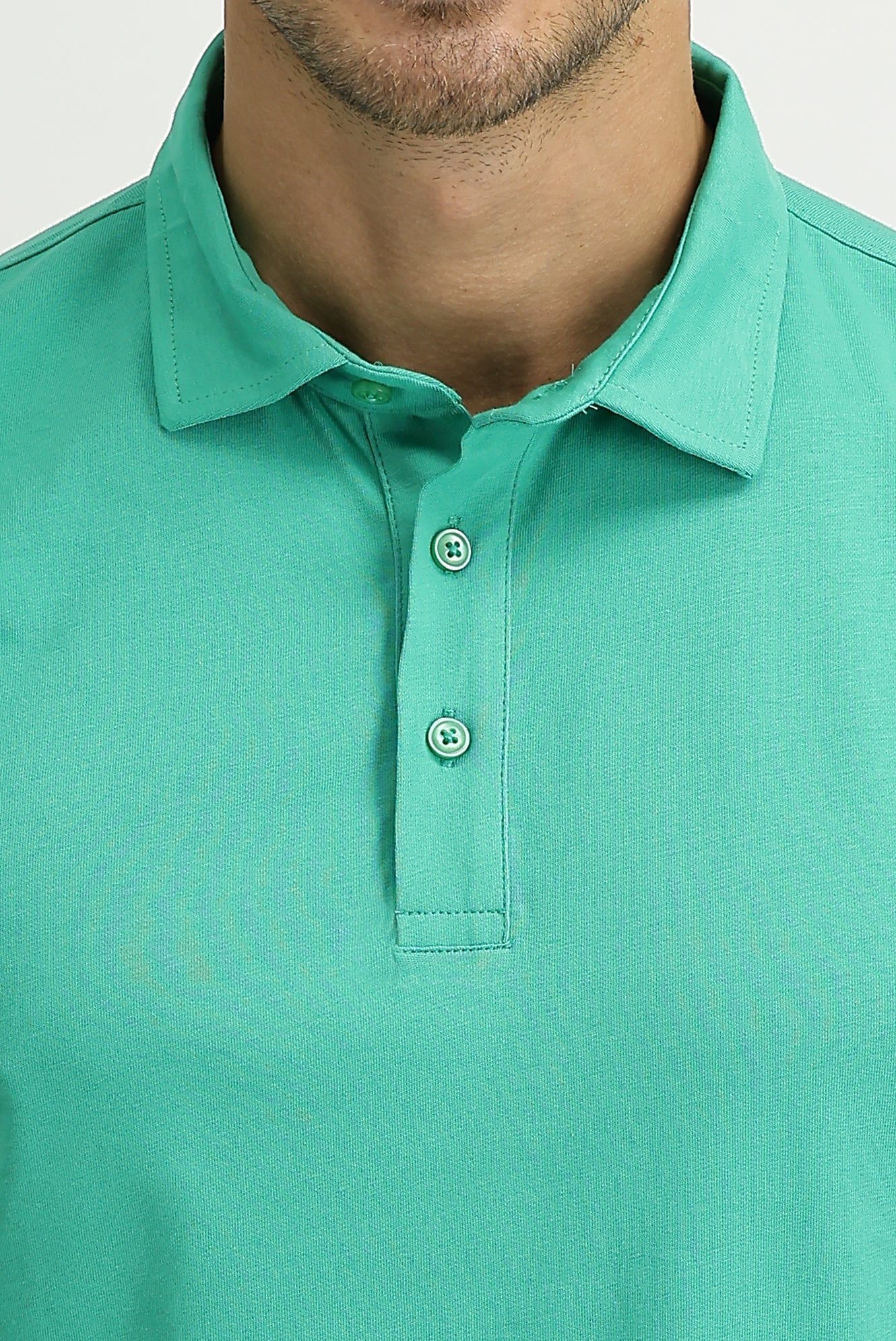 Koyu Yeşil Polo Yaka Regular Fit Pamuk Tişört - Image 3
