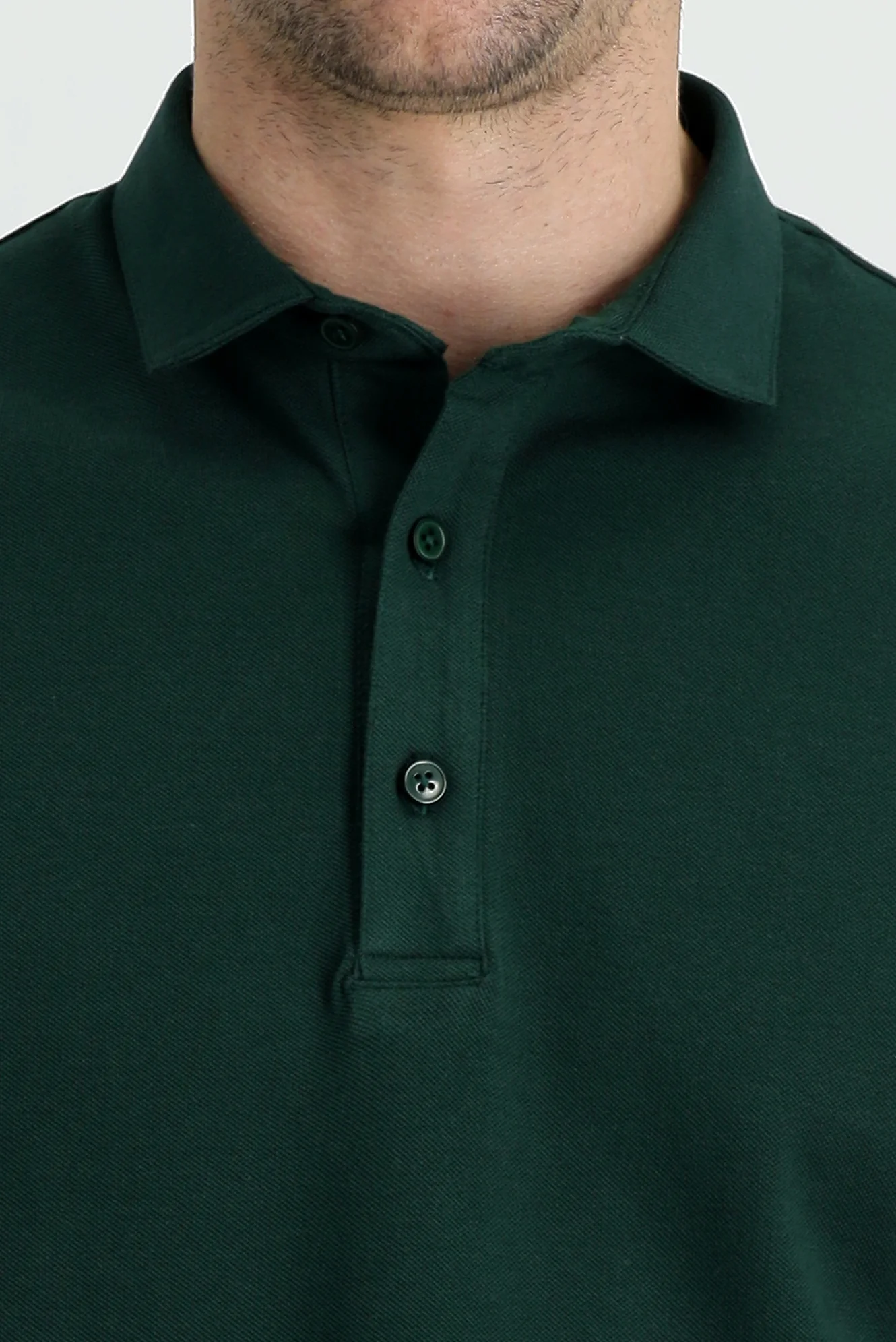 Koyu Yeşil Polo Yaka Regular Fit Pamuk Tişört - Image 3