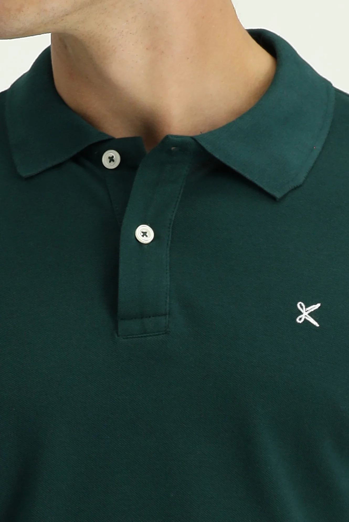 Koyu Yeşil Polo Yaka Slim Fit Nakışlı %100 Pamuk Tişört - Image 5